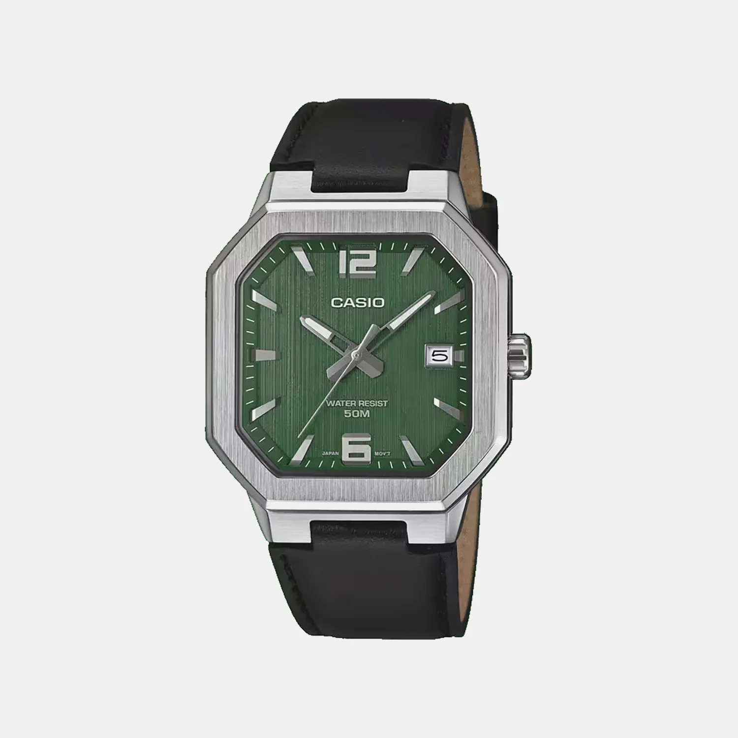 Men Quartz Green Dial Analog Leather Watch A2528