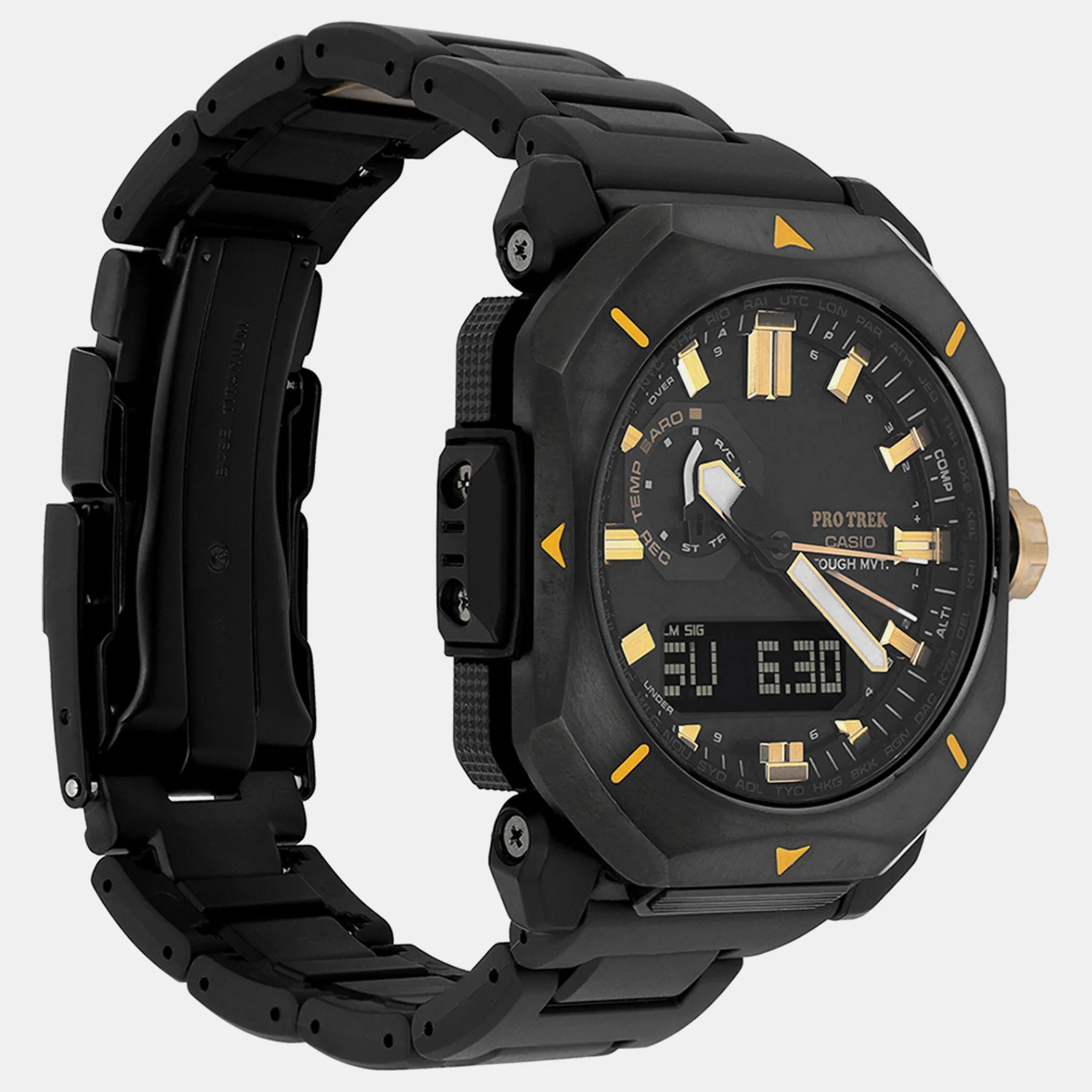 Protrek Men Quartz Black Dial Analog-Digital Stainless Steel Watch SL126 - Image 3
