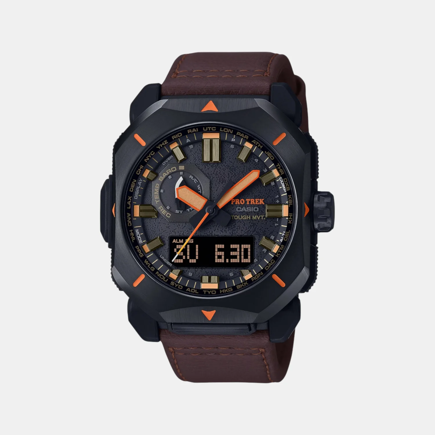 Protrek Men Quartz Black Dial Analog Leather Watch SL130