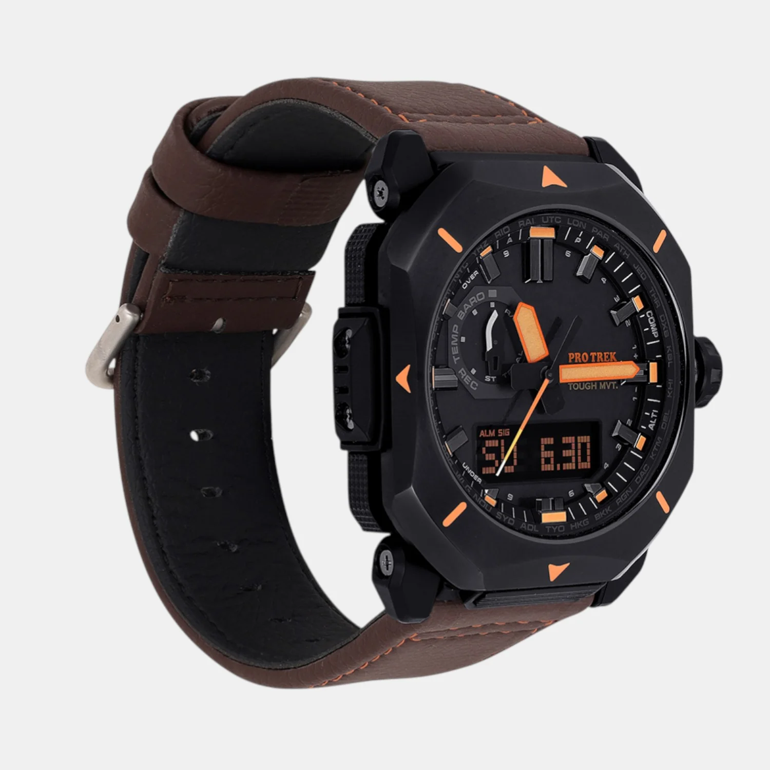 Protrek Men Quartz Black Dial Analog Leather Watch SL130 - Image 3