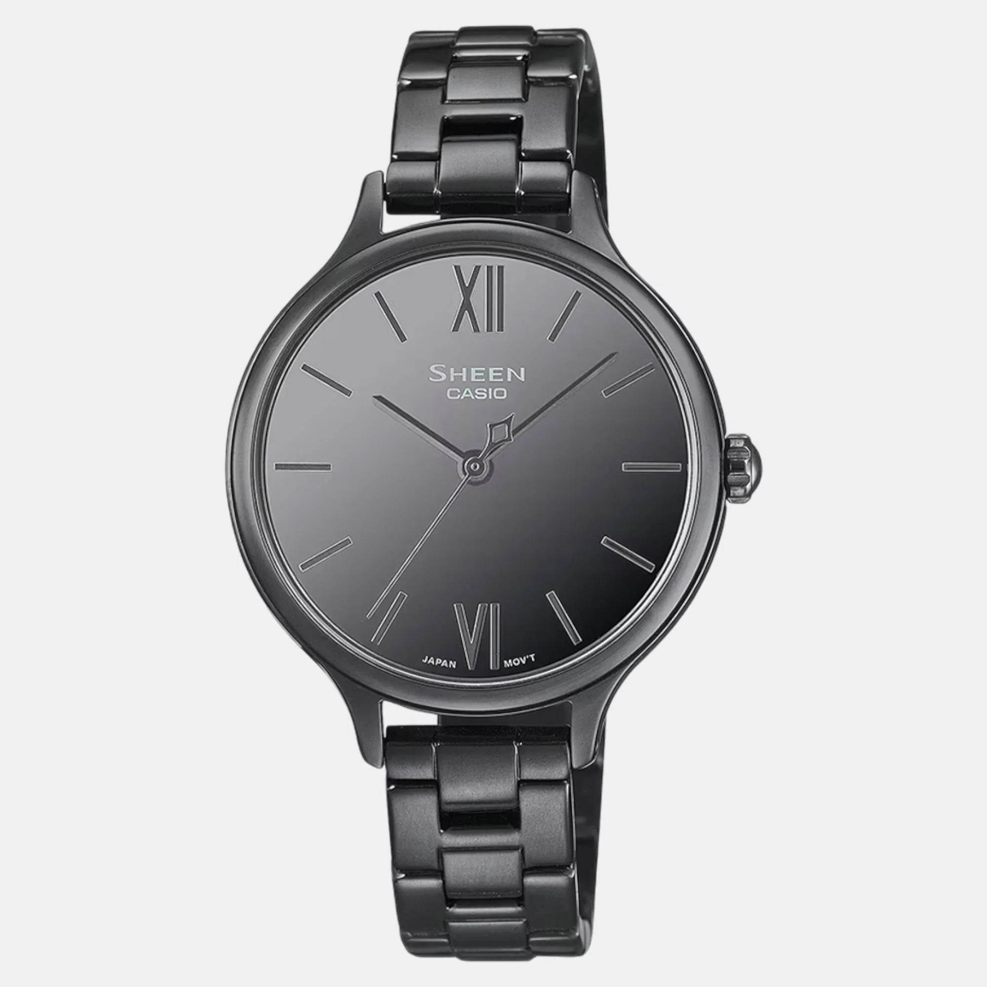 Sheen Women Quartz Black Dial Analog Stainless Steel Watch SH316