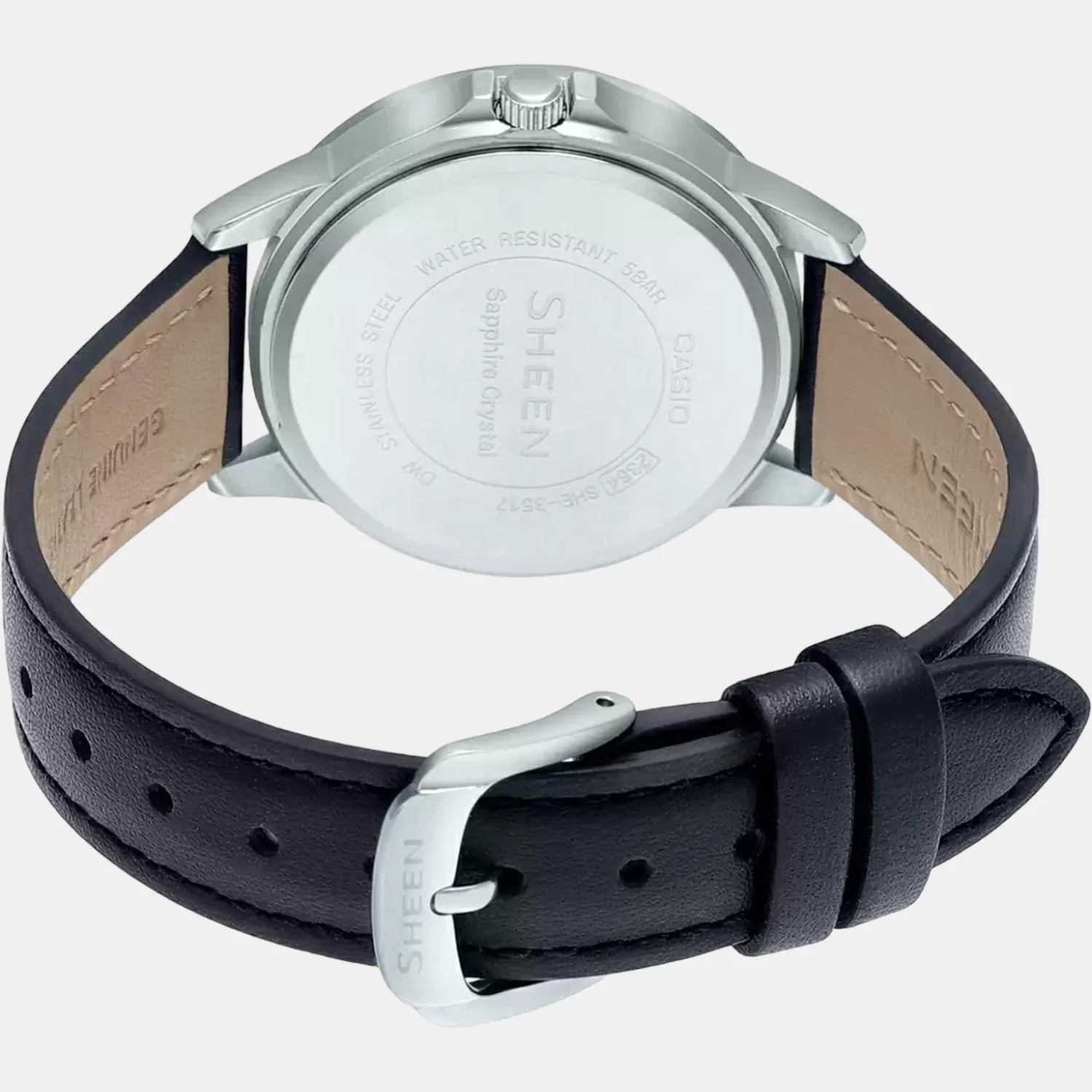 Sheen Women Quartz Black Dial Chronograph Leather Watch SH266 - Image 2