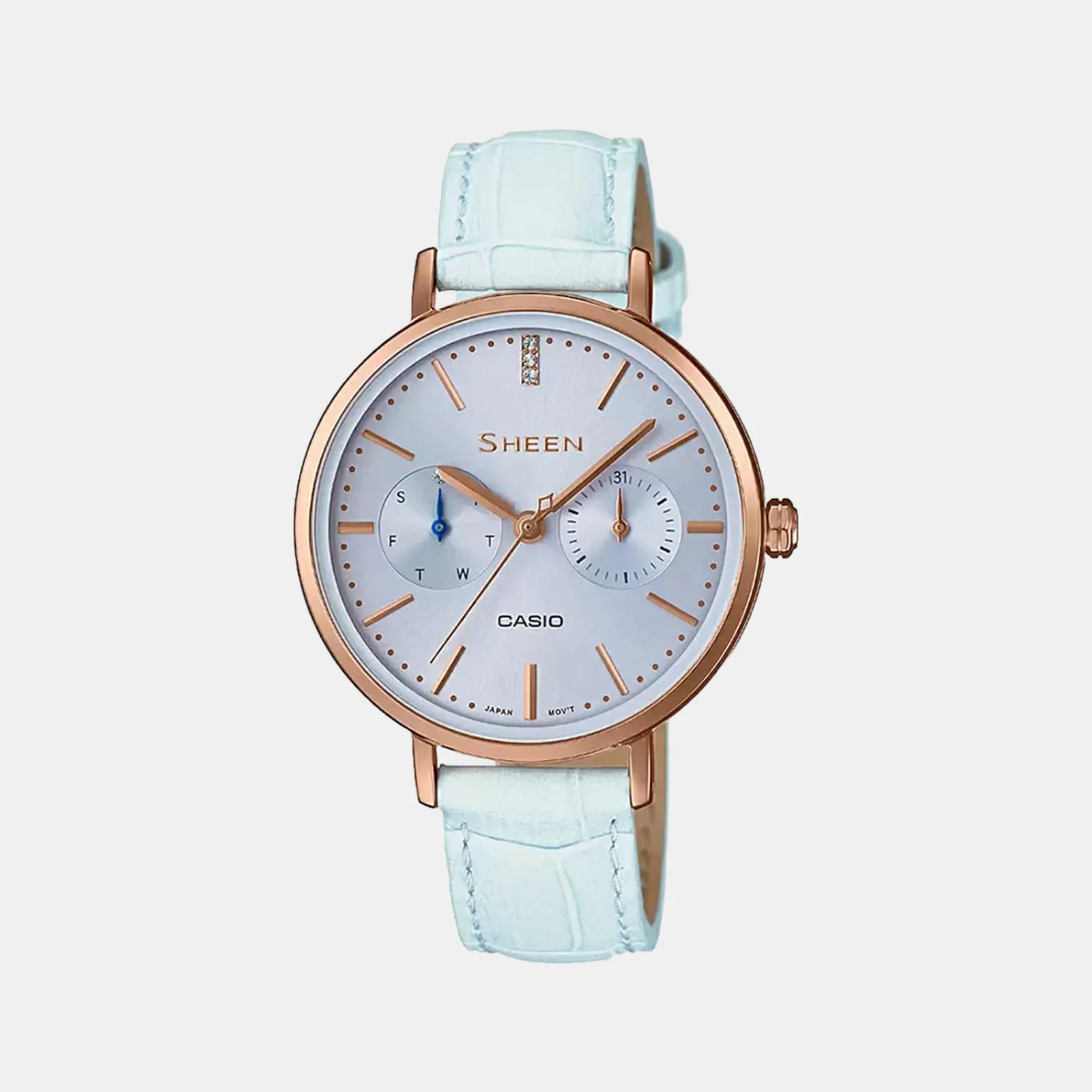Sheen Women Quartz Blue Dial Chronograph Leather Watch SX199