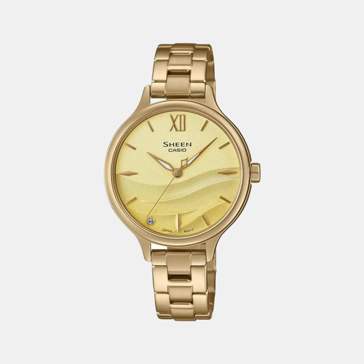 Sheen Women Quartz Gold Dial Analog Stainless Steel Watch SH273