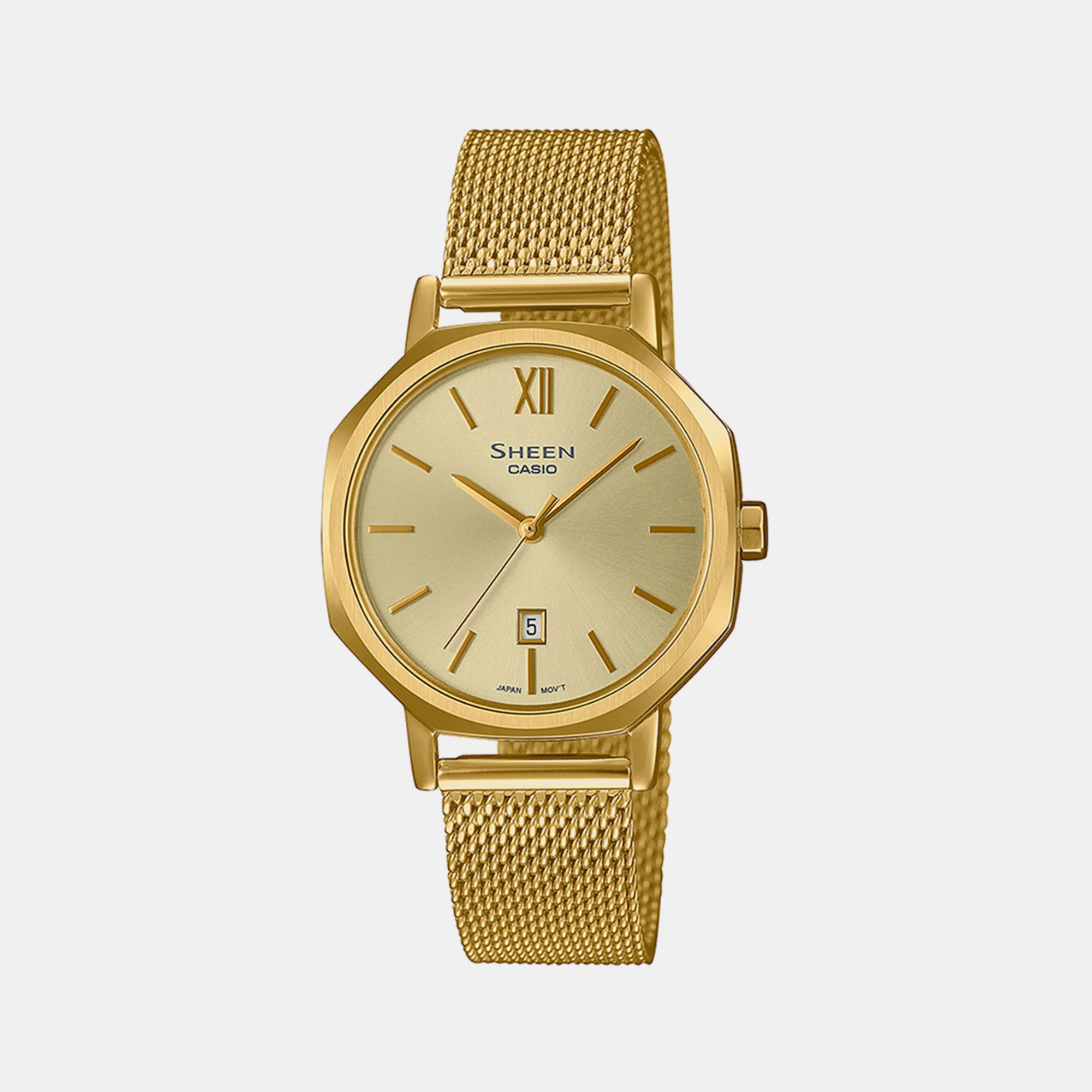 Sheen Women Quartz Gold Dial Analog Stainless Steel Watch SH289