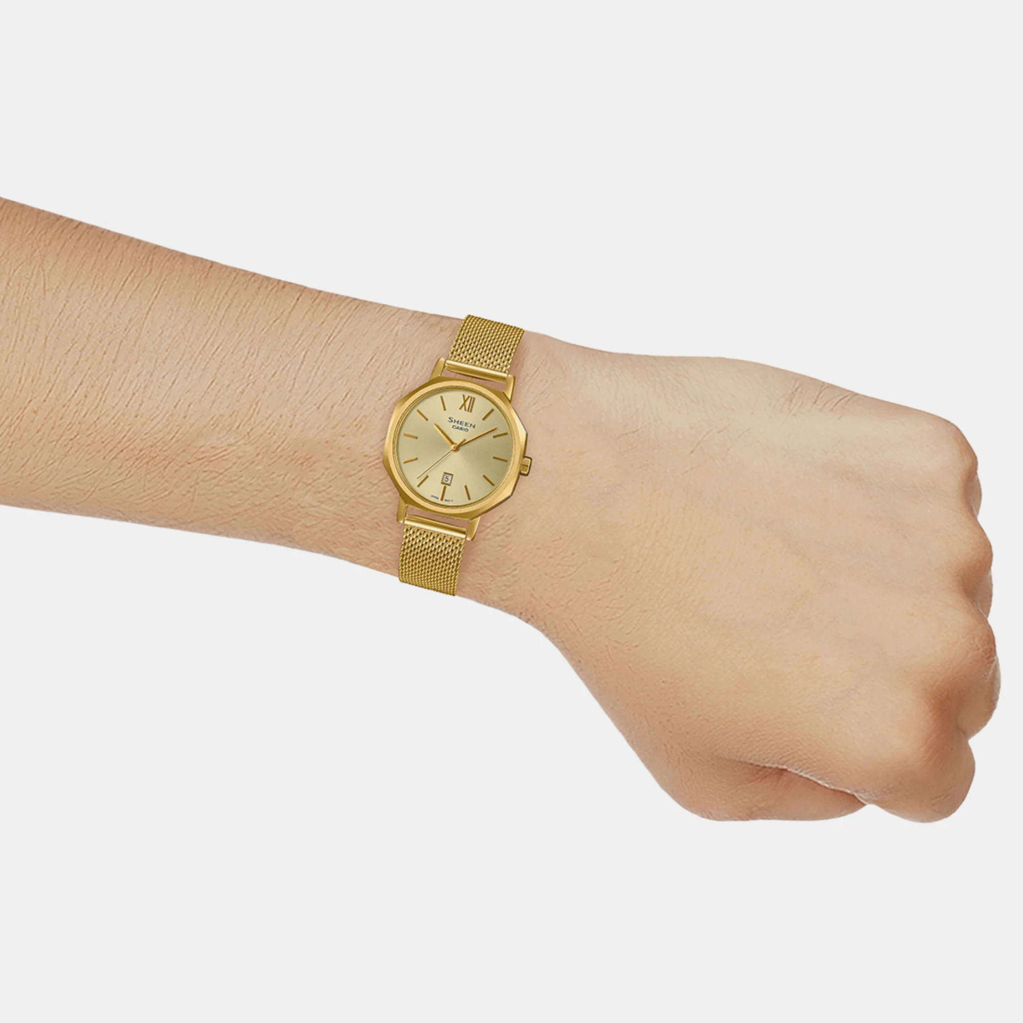 Sheen Women Quartz Gold Dial Analog Stainless Steel Watch SH289 - Image 5