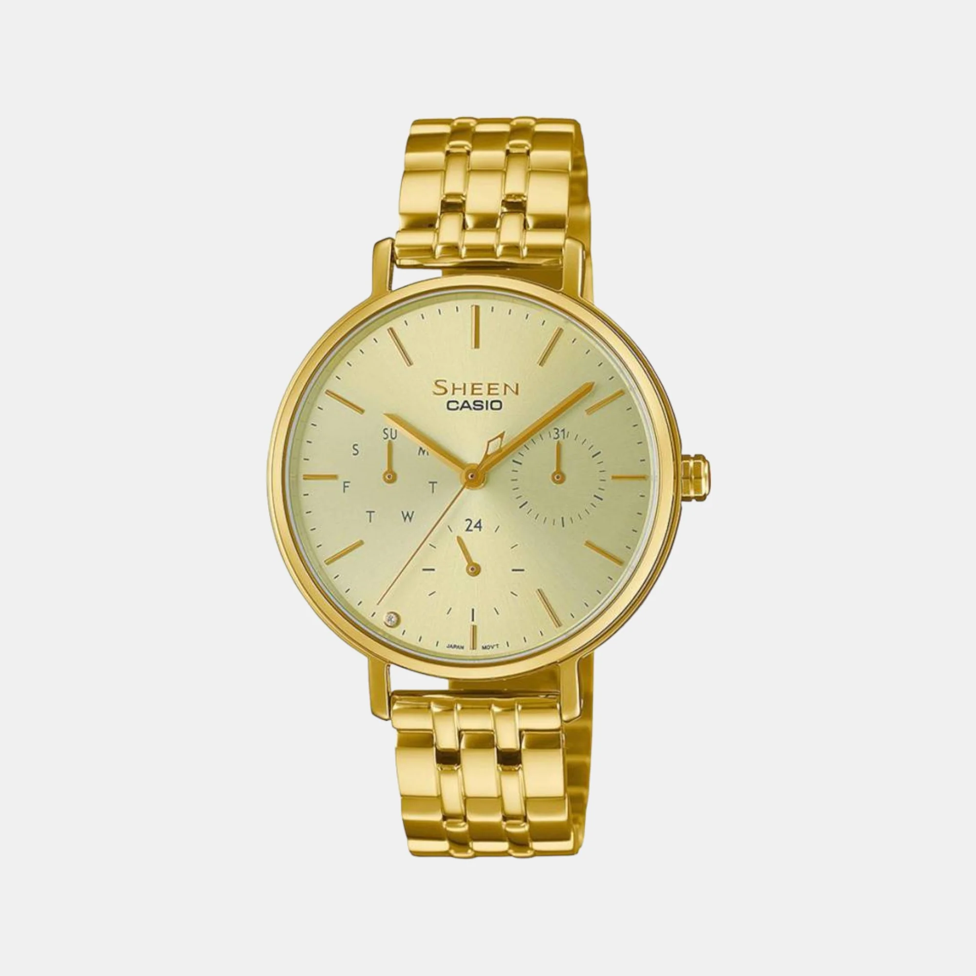Sheen Women Quartz Gold Dial Multi-Function Stainless Steel Watch SH286 - Image 2