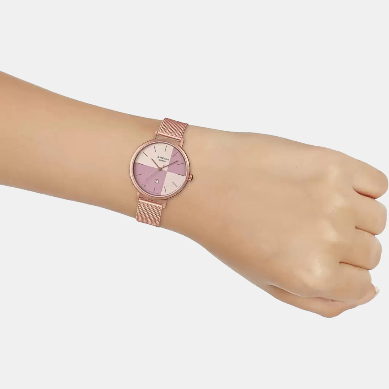 Sheen Women Quartz Pink Dial Analog Stainless Steel Watch SH254 - Image 6