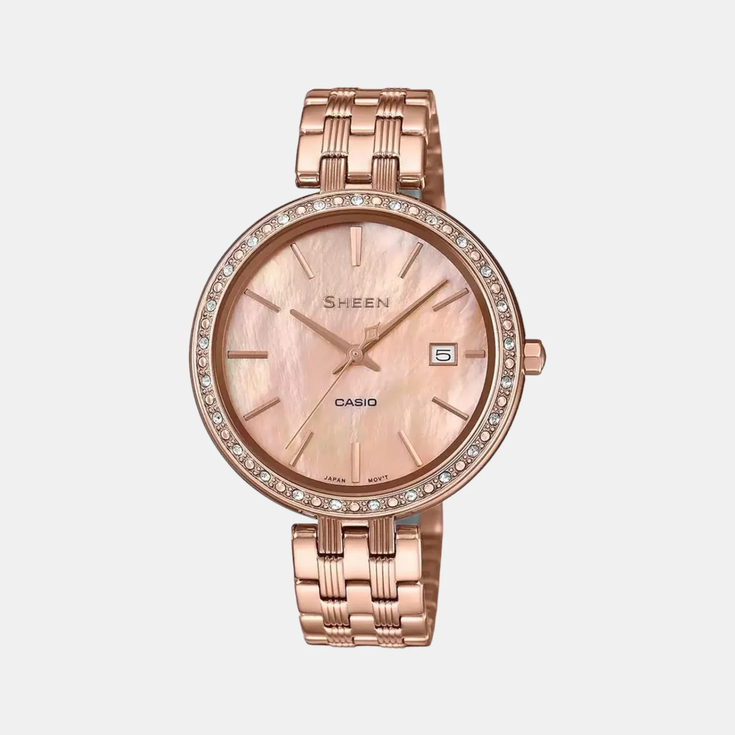 Sheen Women Quartz Rose Gold Dial Analog Stainless Steel Watch SX243