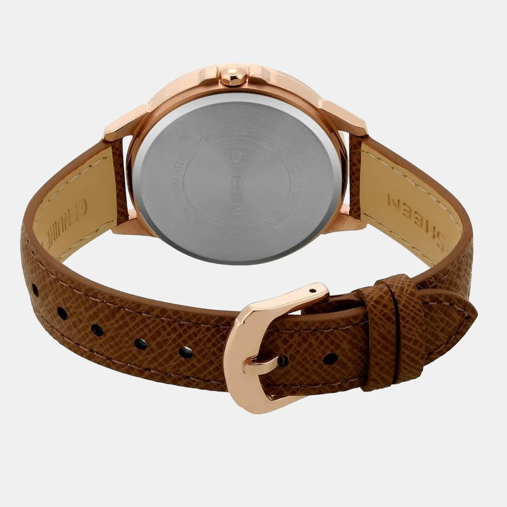 Sheen Women Quartz Rose Gold Dial Chronograph Leather Watch SX217 - Image 4
