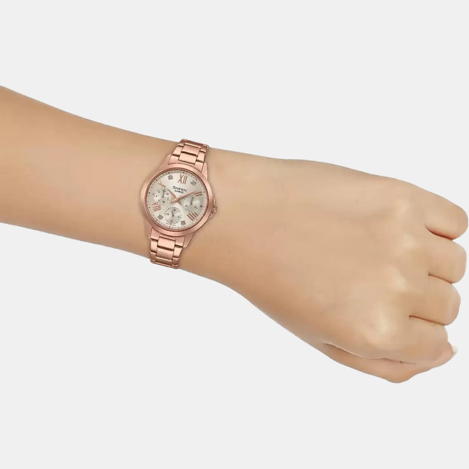 Sheen Women Quartz Rose Gold Dial Chronograph Stainless Steel Watch SH264 - Image 4