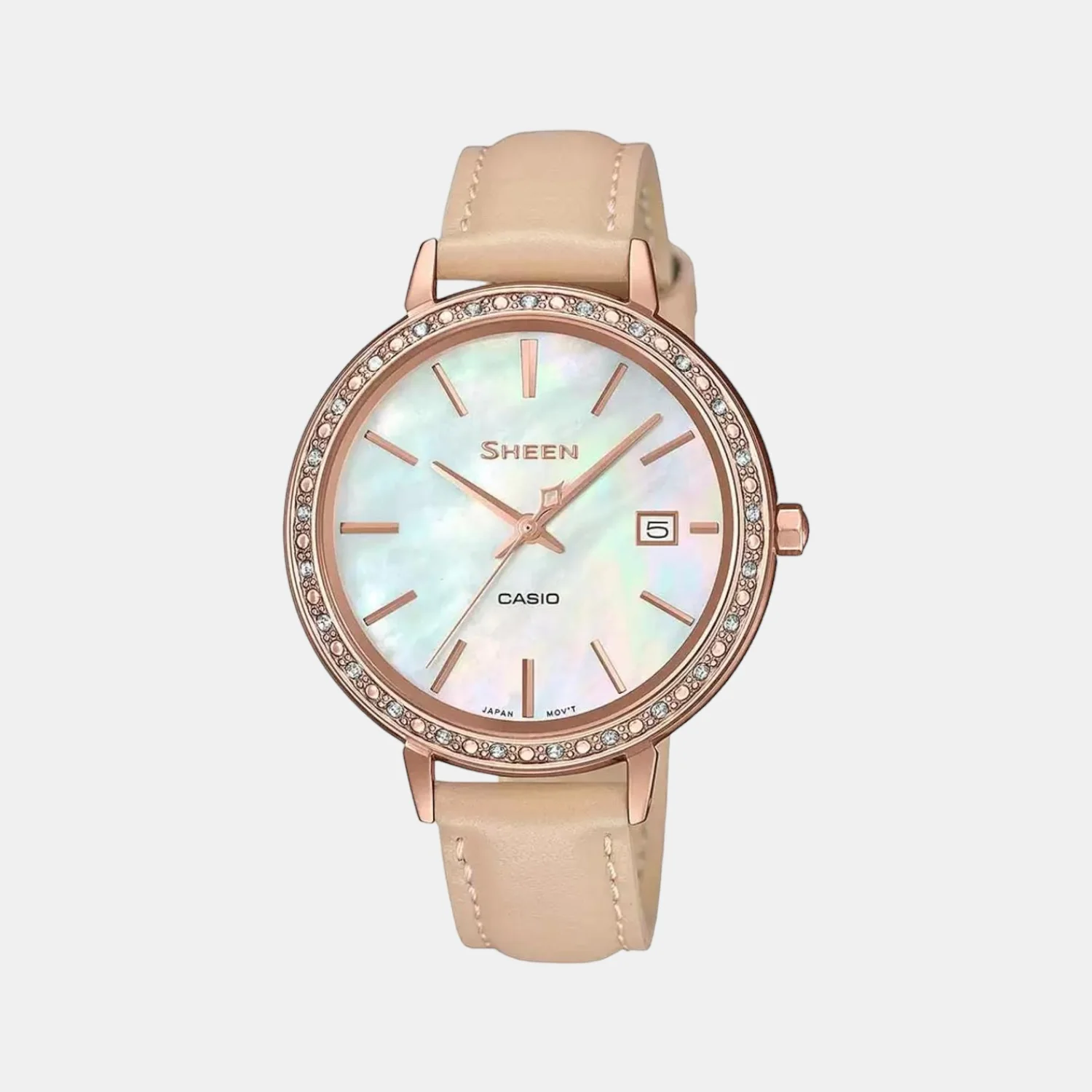 Sheen Women Quartz Mother of Pearl Dial Analog Leather Watch SX246