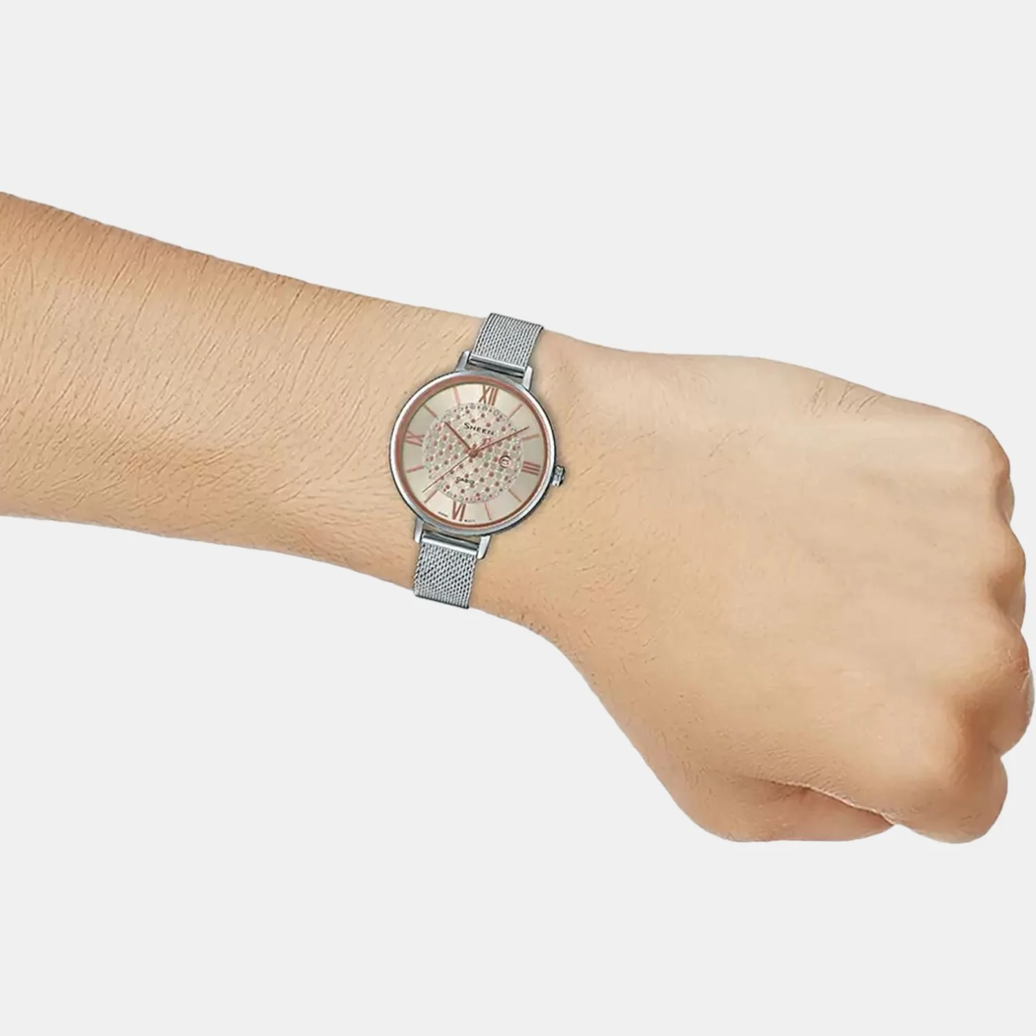Sheen Women Quartz Silver Dial Analog Mesh Watch SH218 - Image 7