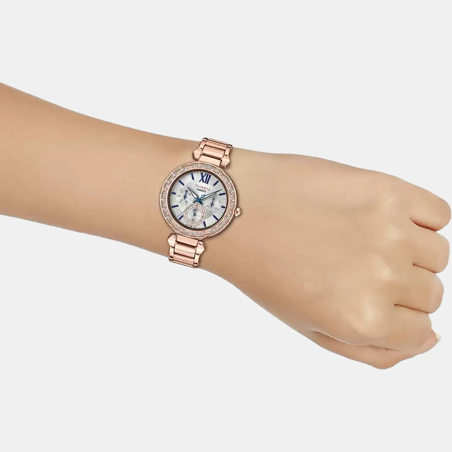 Sheen Women Quartz Silver Dial Chronograph Stainless Steel Watch SX227 - Image 6