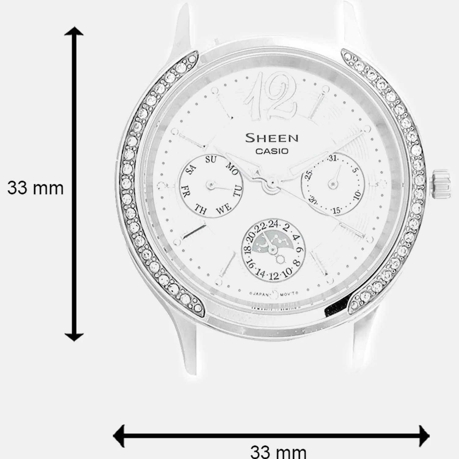 Sheen Women Quartz Silver Dial Multi-Function Leather Watch SX090 - Image 4