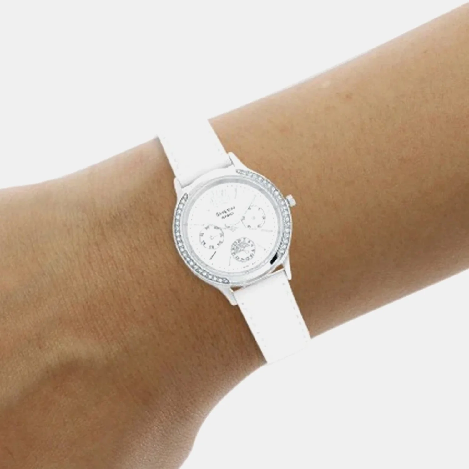 Sheen Women Quartz Silver Dial Multi-Function Leather Watch SX090 - Image 5