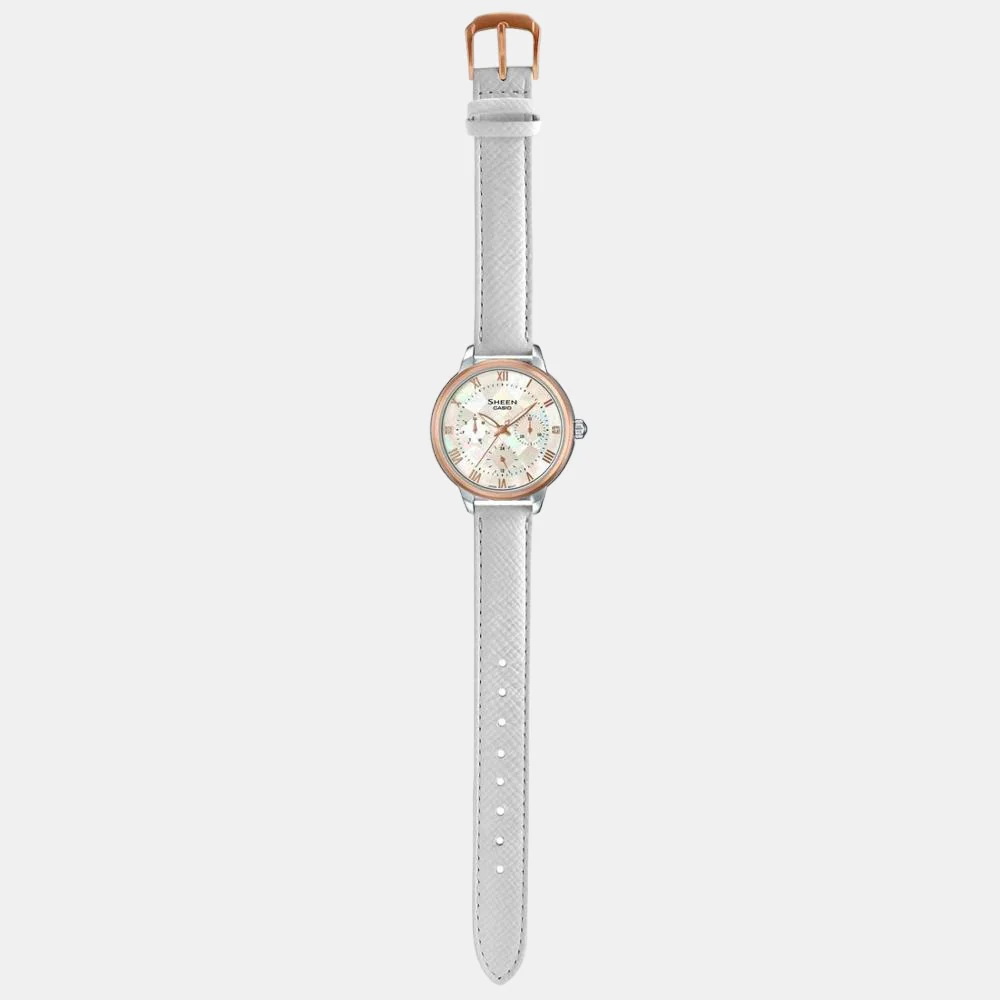 Sheen Women Quartz Two Tone Dial Chronograph Leather Watch SX194 - Image 4