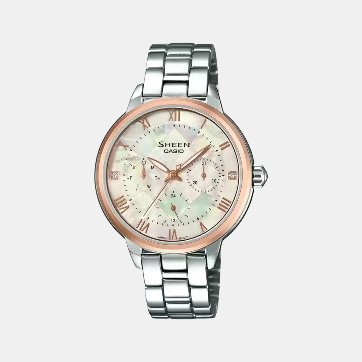 Sheen Women Quartz Two Tone Dial Chronograph Stainless Steel Watch SX192