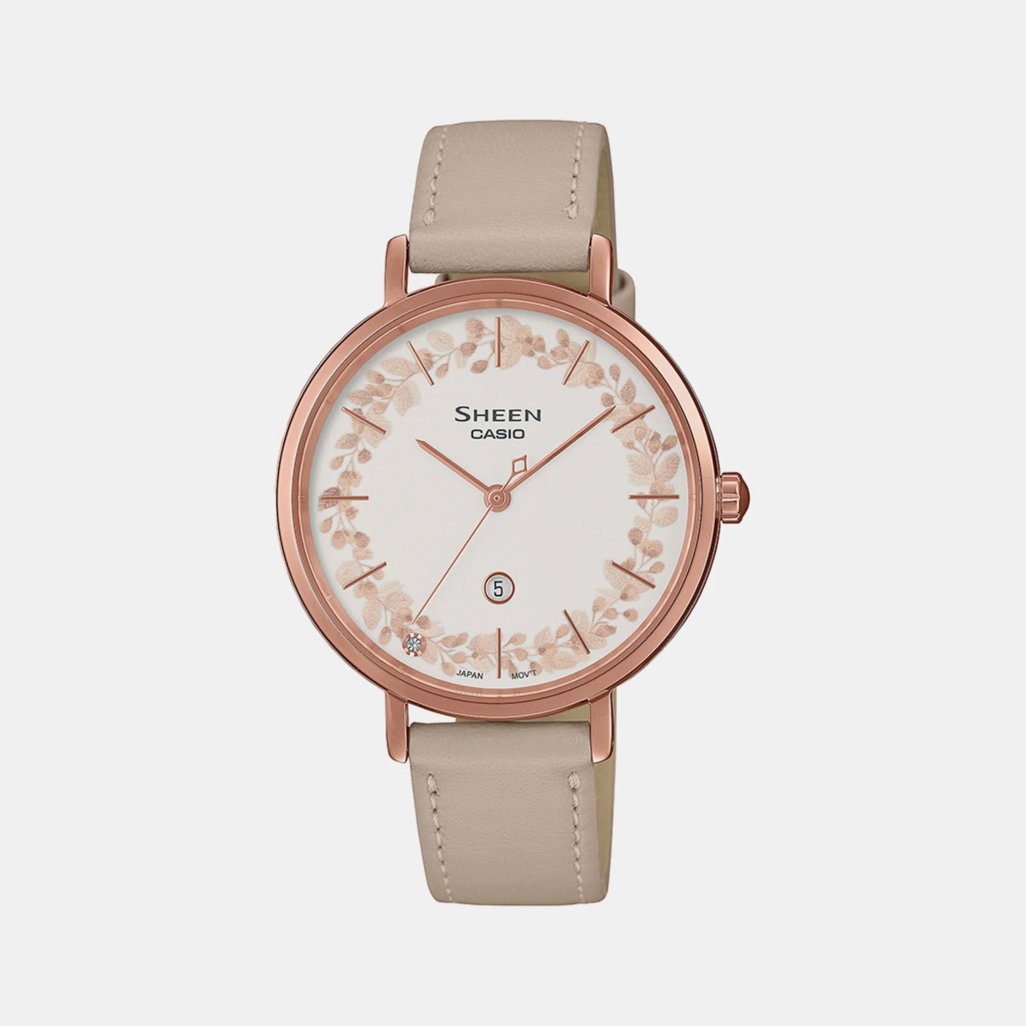 Sheen Women Quartz White Dial Analog Leather Watch SH285