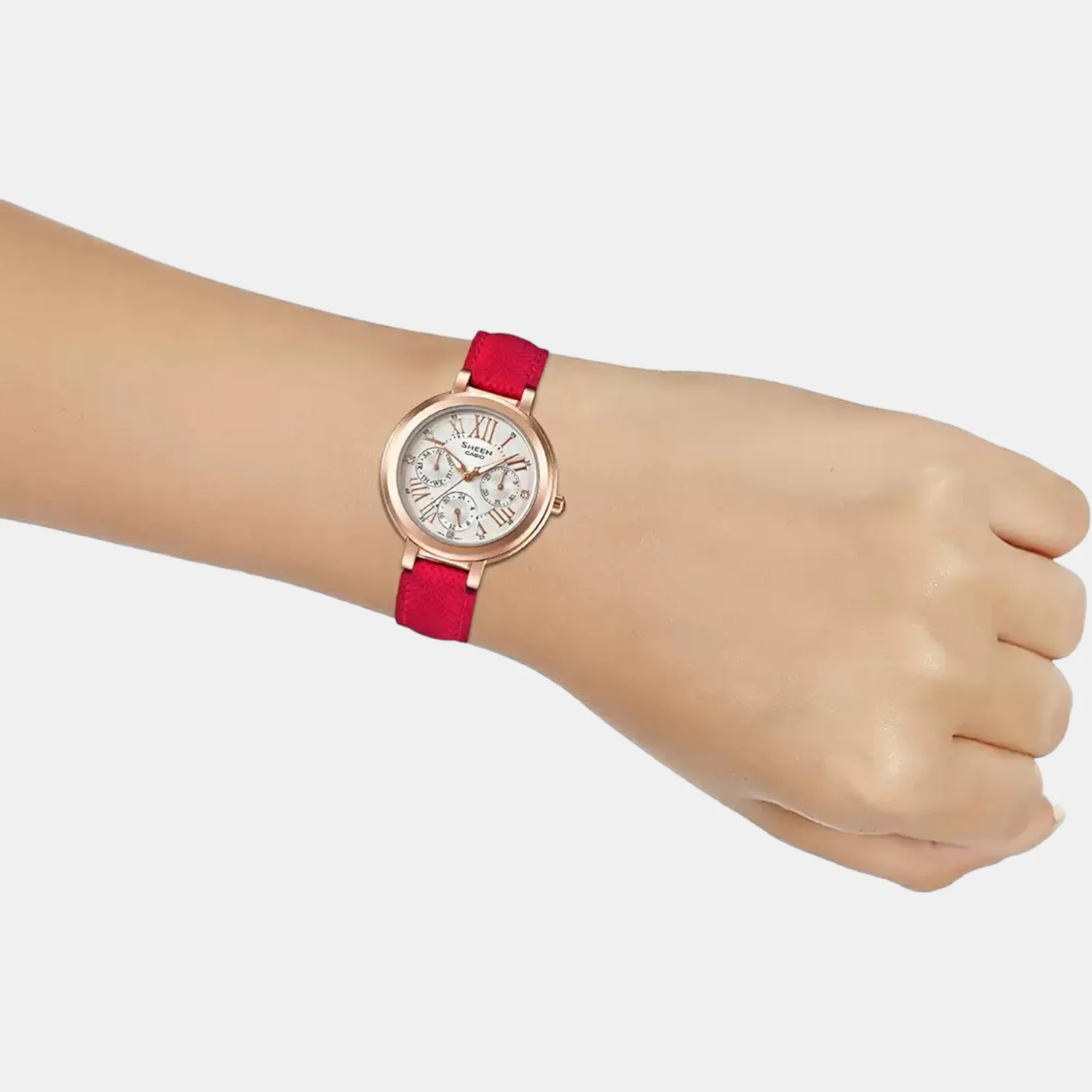 Sheen Women Quartz White Dial Chronograph Leather Watch SX178 - Image 6