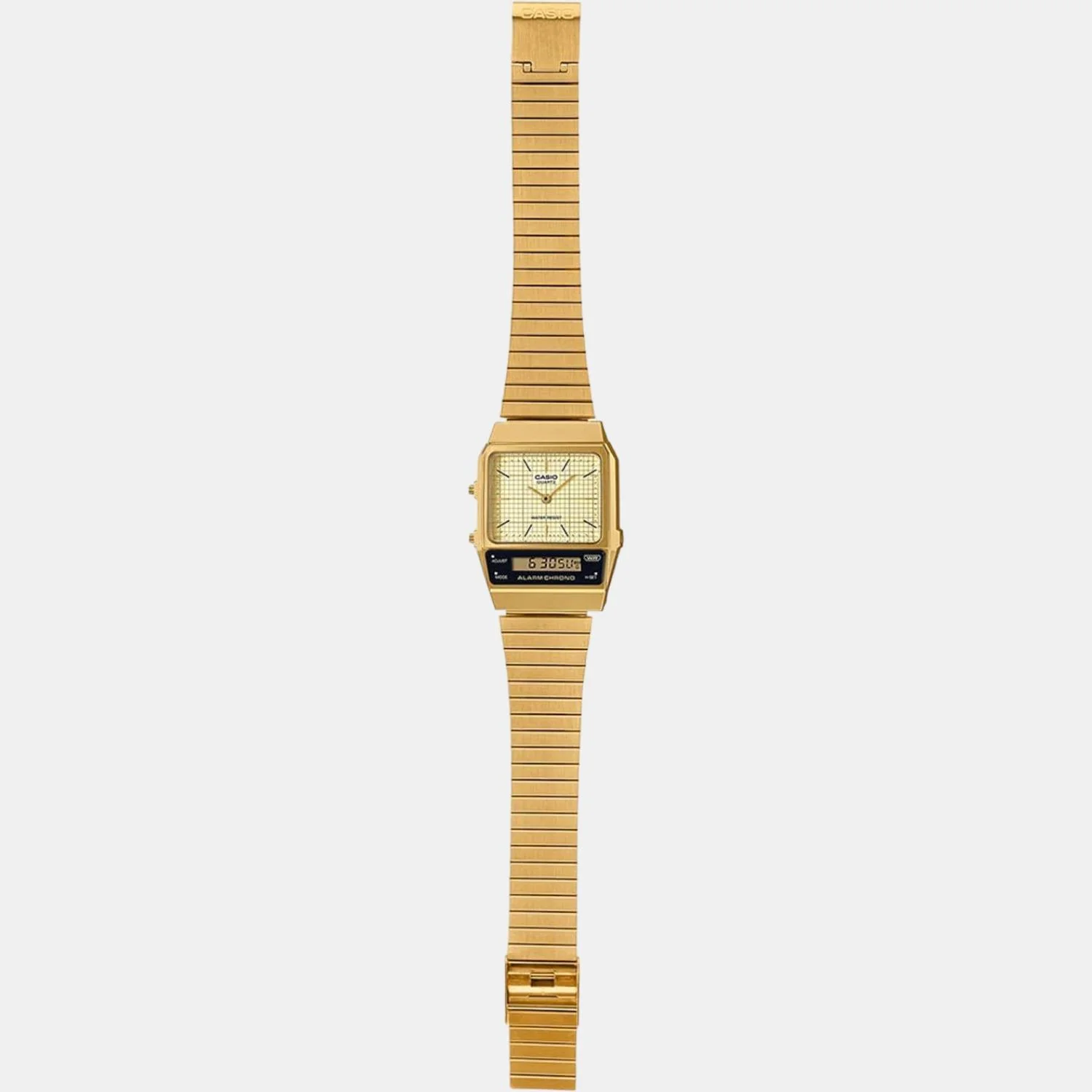 Vintage Men Quartz Gold Dial Analog-Digital Stainless Steel Watch D282 - Image 5
