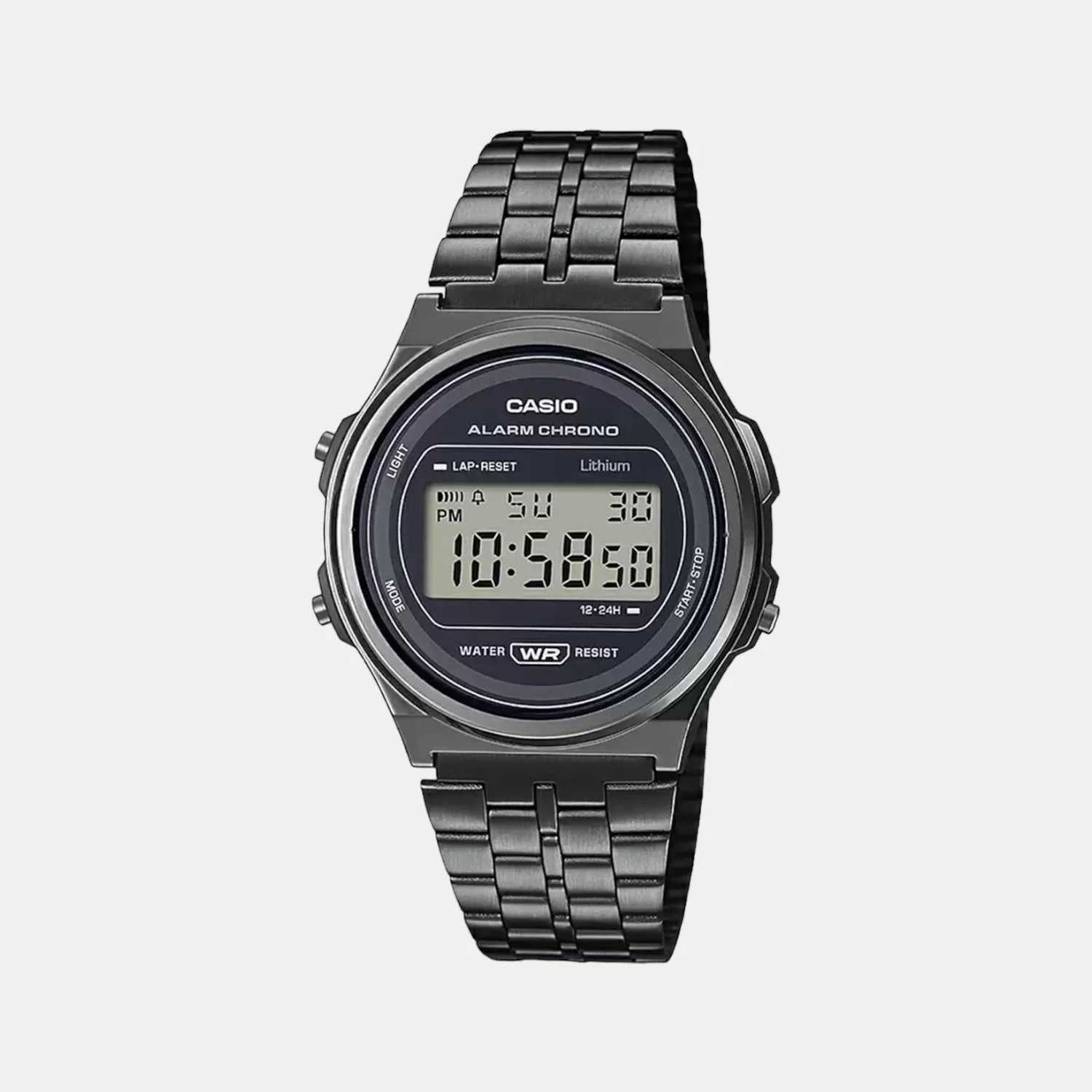 Vintage Unisex Quartz Black Dial Digital Stainless Steel Watch D225