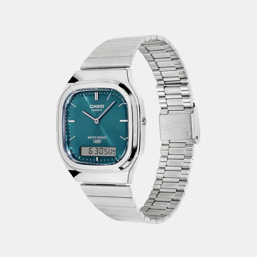 Vintage Unisex Quartz Blue Dial Analog-Digital Stainless Steel Watch AQ-240E-3ADF D419 - Image 3