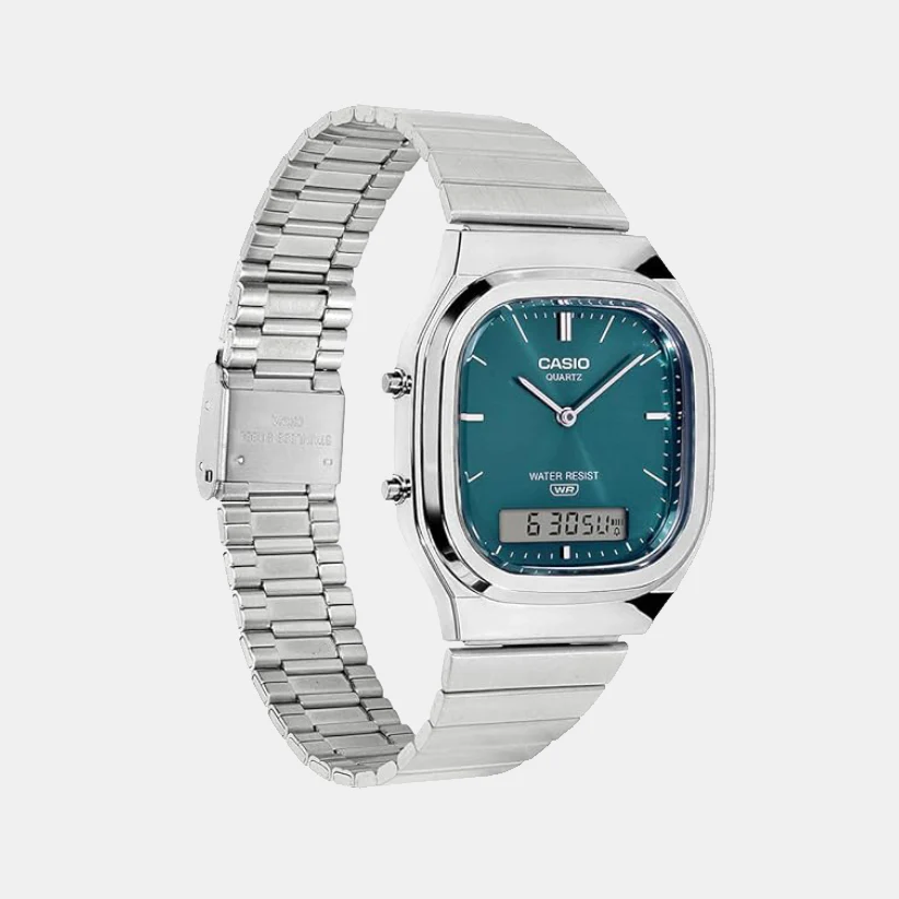 Vintage Unisex Quartz Blue Dial Analog-Digital Stainless Steel Watch AQ-240E-3ADF D419 - Image 4