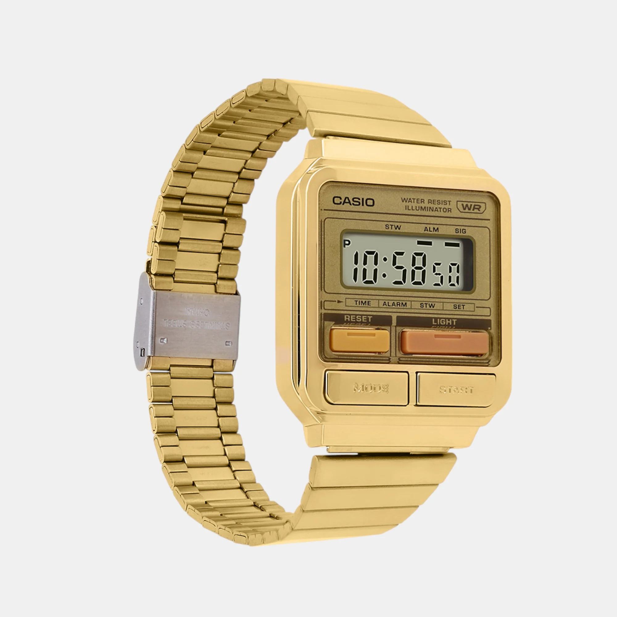 Vintage Unisex Quartz Gold Dial Digital Stainless Steel Watch D322 - Image 2