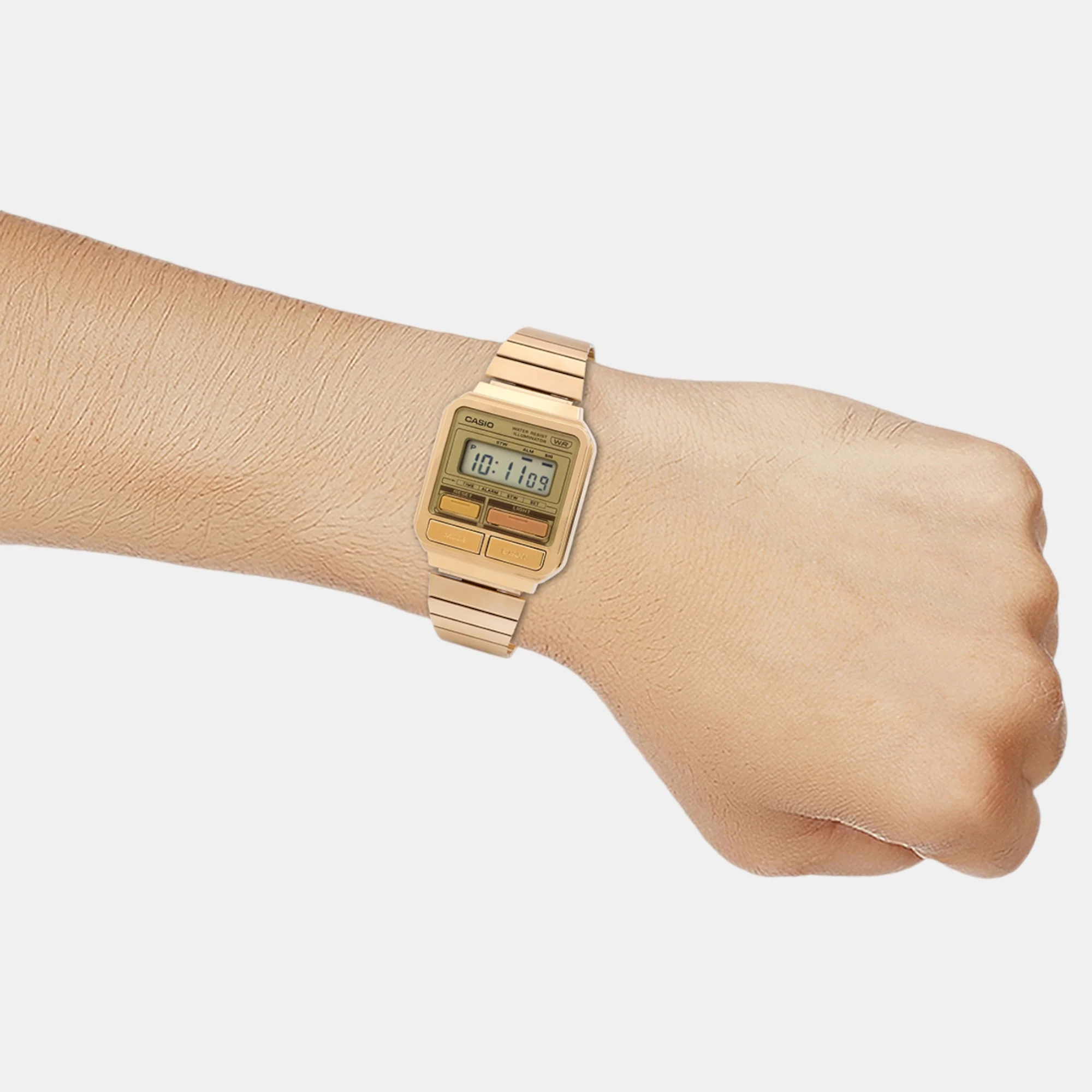 Vintage Unisex Quartz Gold Dial Digital Stainless Steel Watch D322 - Image 7