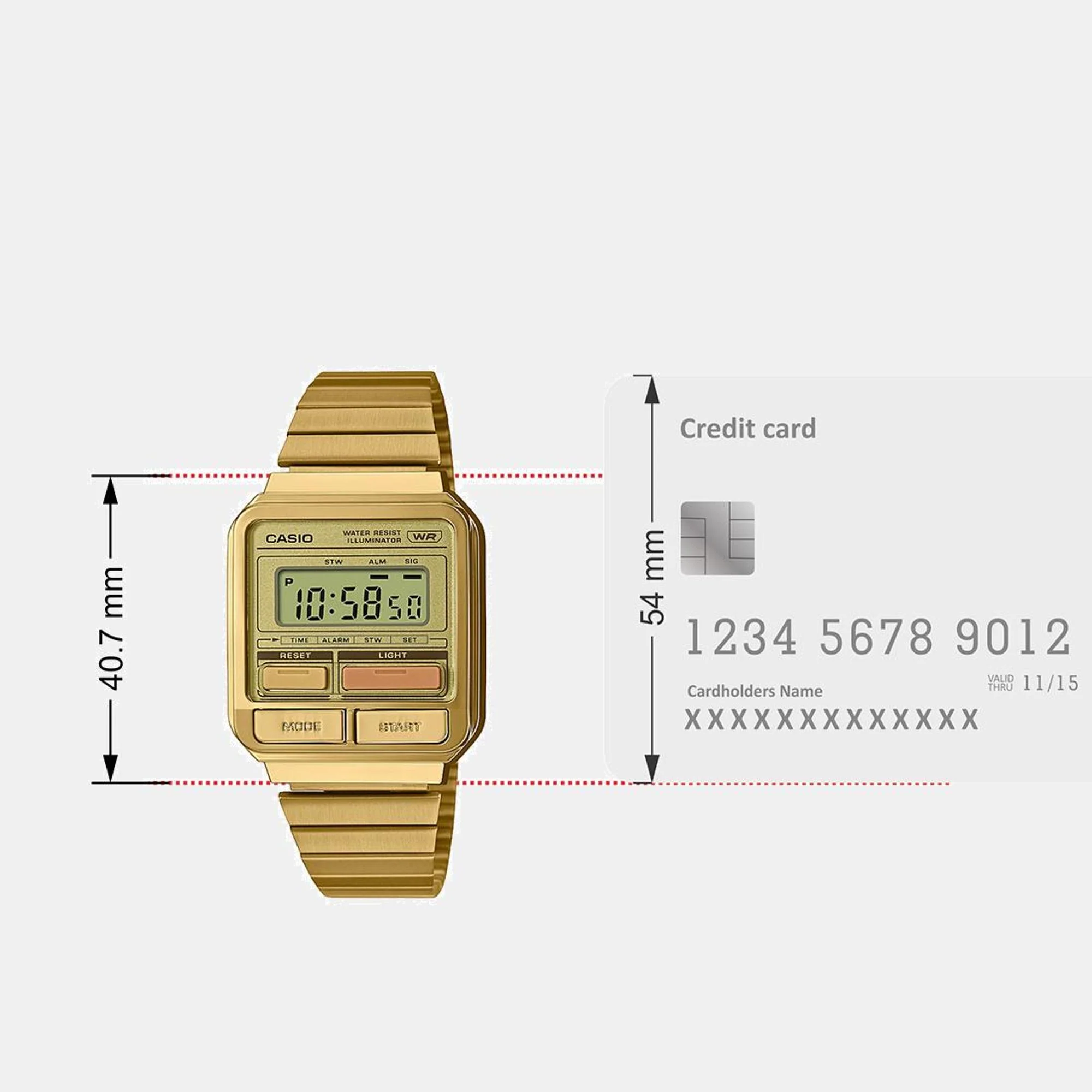 Vintage Unisex Quartz Gold Dial Digital Stainless Steel Watch D322 - Image 8