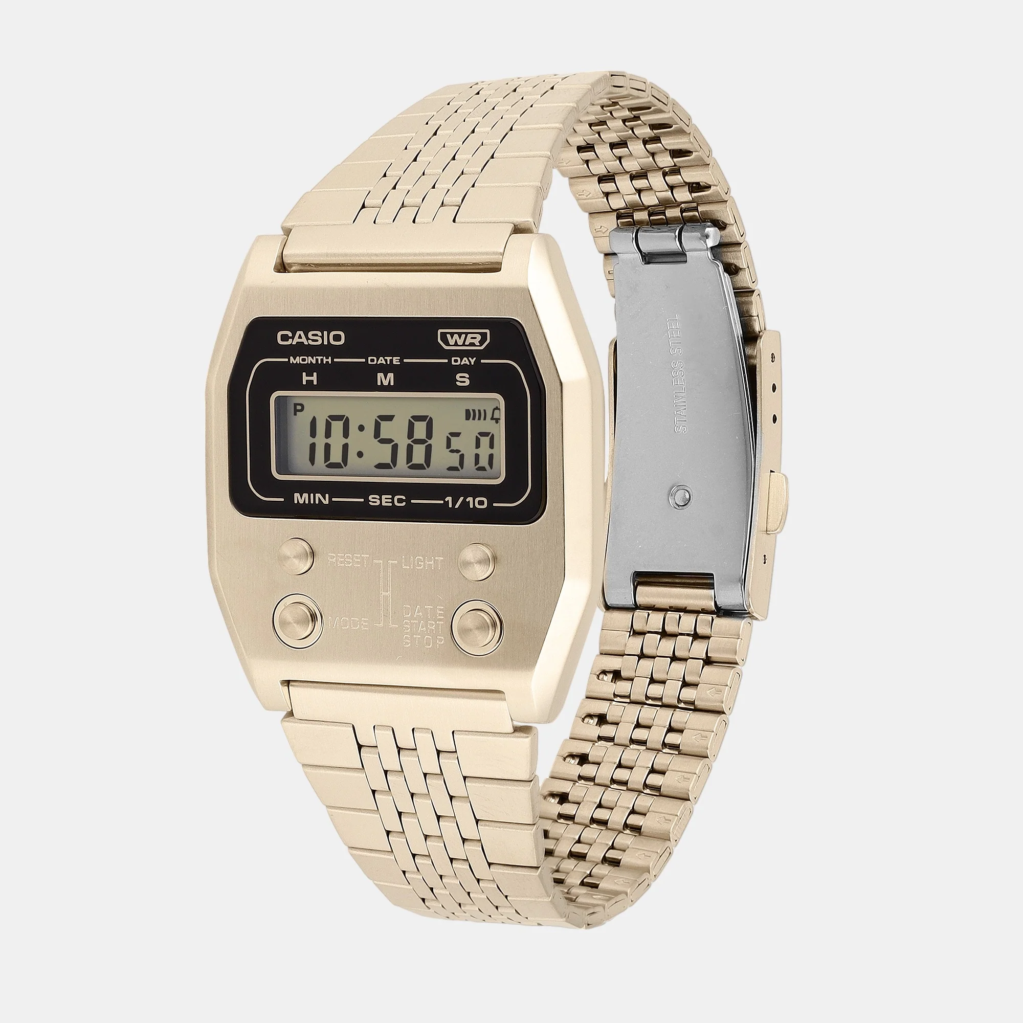 Vintage Unisex Quartz Gold Dial Digital Stainless Steel Watch D327 - Image 6