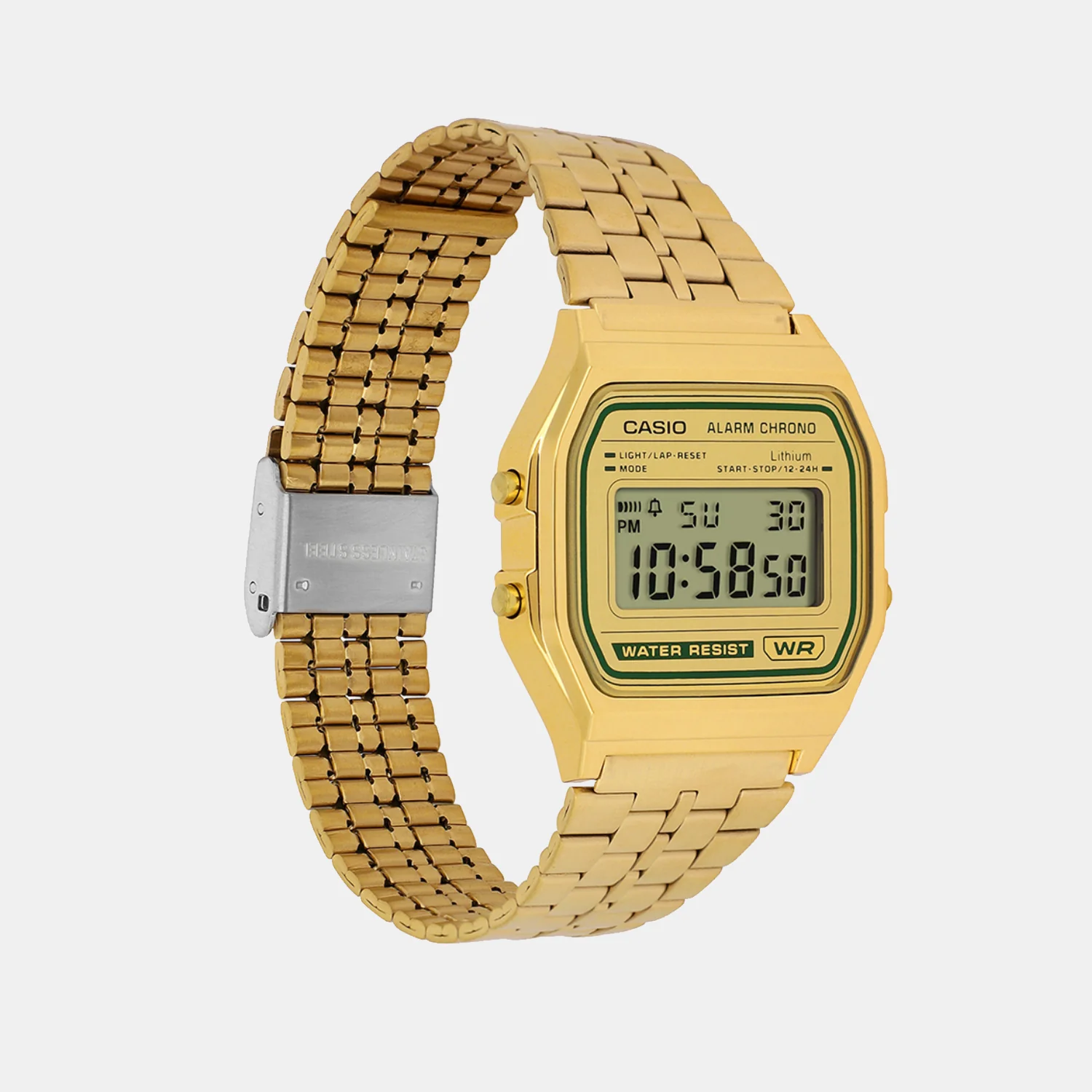 Vintage Unisex Quartz Gold Dial Digital Stainless Steel Watch D377 - Image 3
