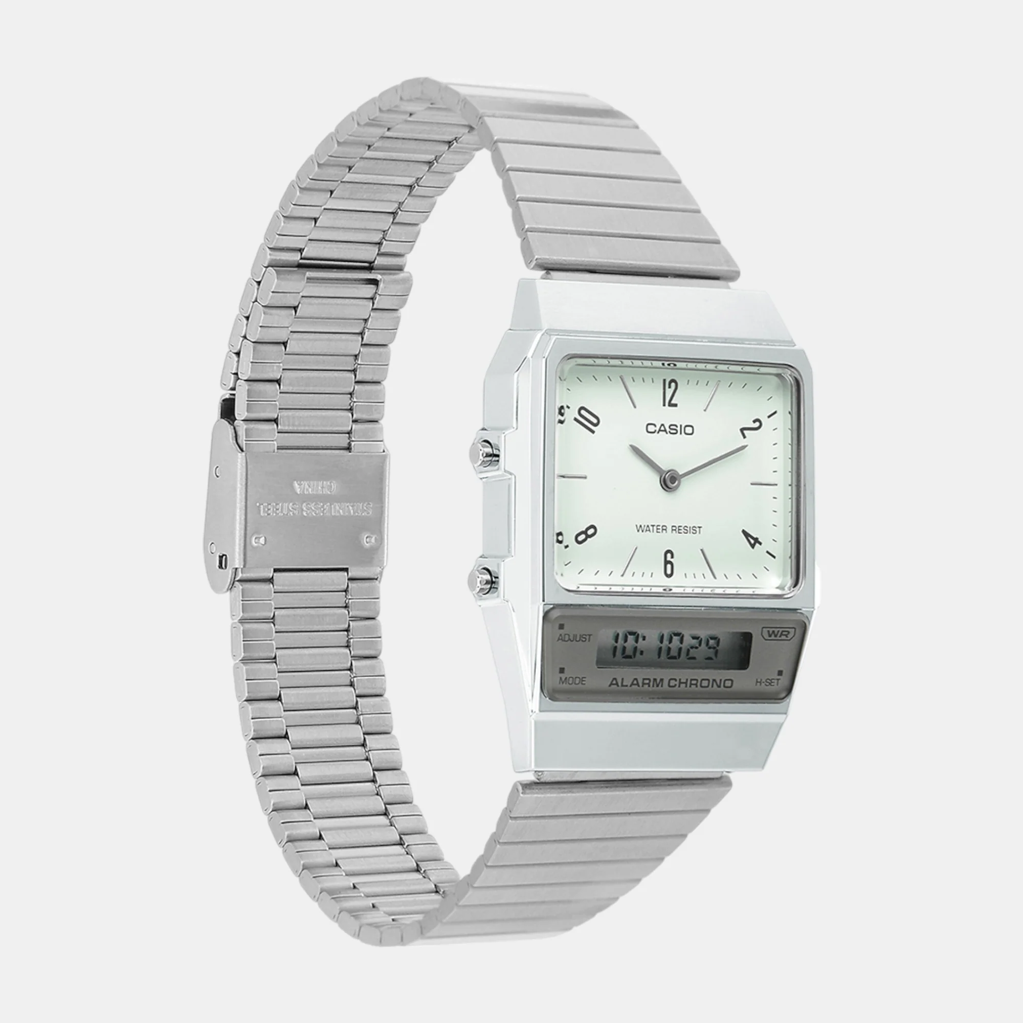 Vintage Unisex Quartz Green Dial Analog-Digital Stainless Steel Watch D362 - Image 2
