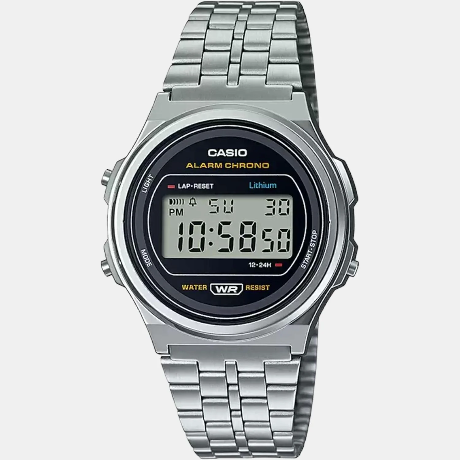 Vintage Unisex Quartz Silver Dial Digital Stainless Steel Watch D223 - Image 2