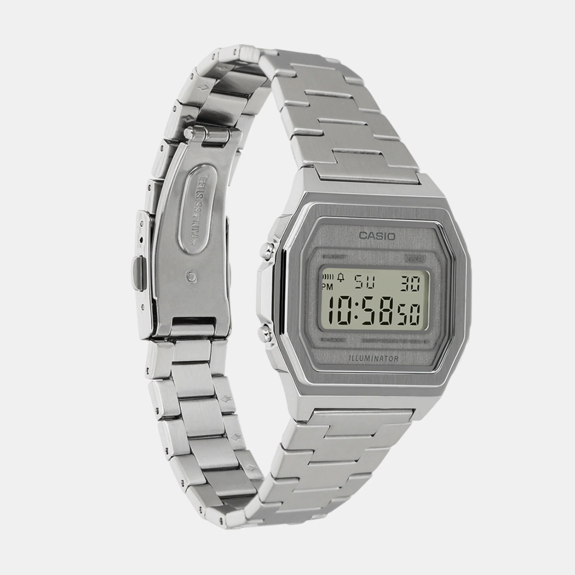 Vintage Unisex Quartz Silver Dial Digital Stainless Steel Watch D364 - Image 3