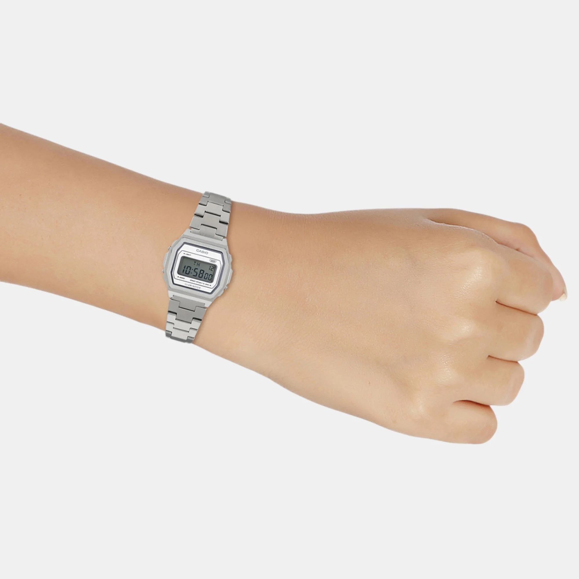 Vintage Unisex Quartz Silver Dial Digital Stainless Steel Watch D364 - Image 8