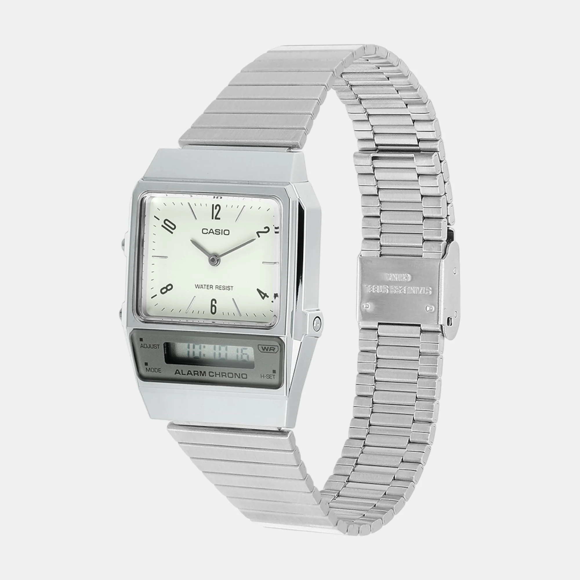 Vintage Unisex Quartz White Dial Analog-Digital Stainless Steel Watch D363 - Image 3