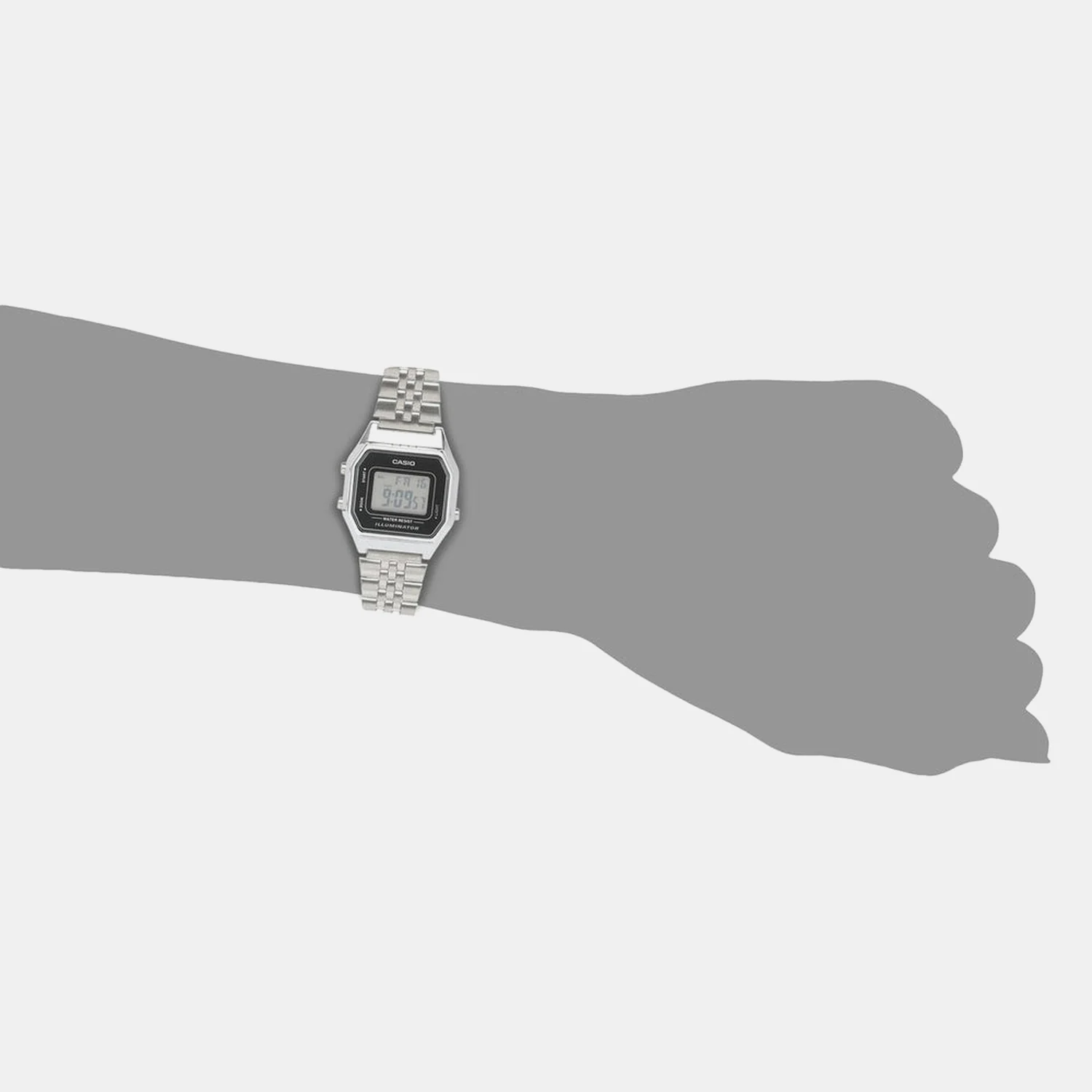 Vintage Women Quartz Black Dial Digital Stainless Steel Watch D125 LA680WA-1DF - Image 5