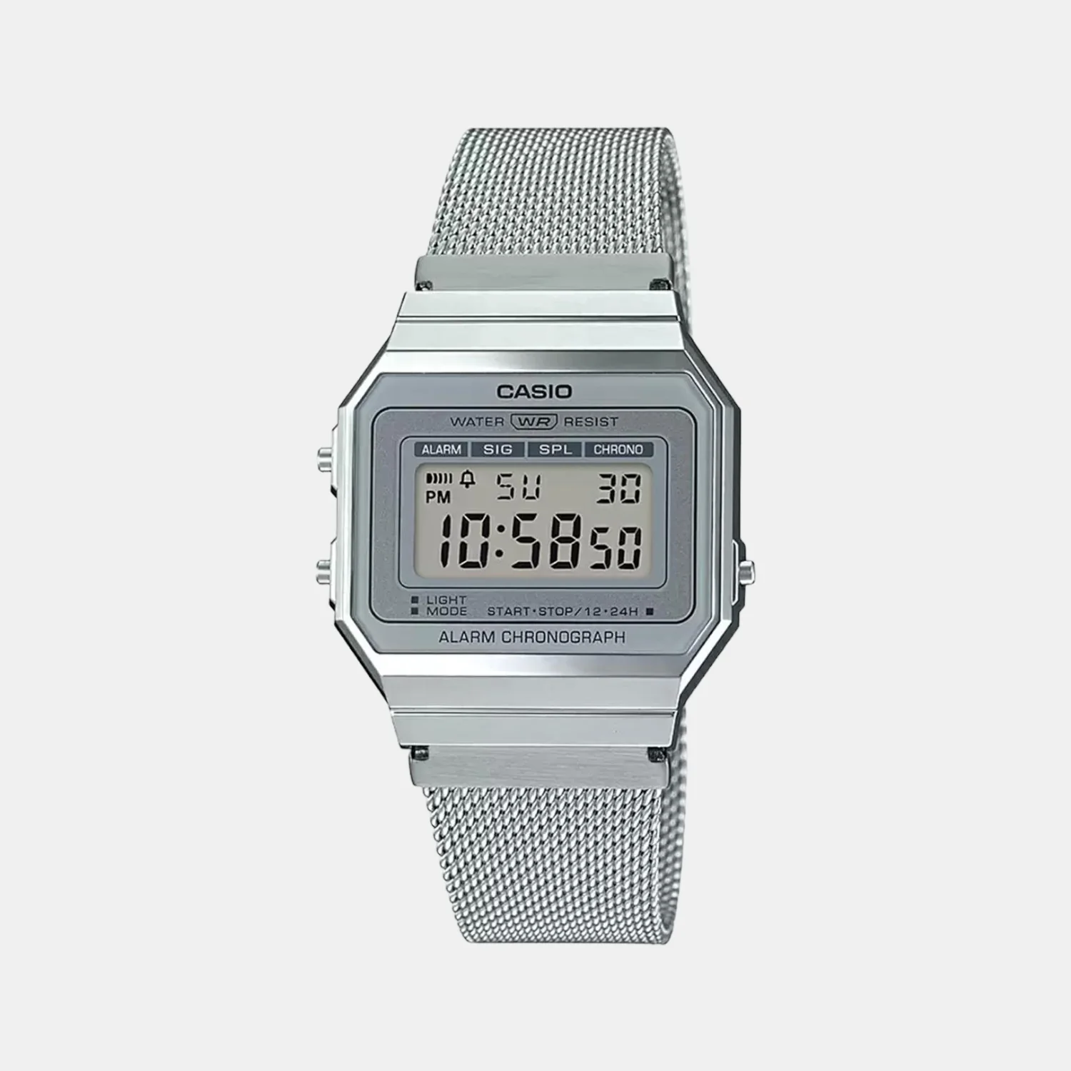 Vintage Women Quartz Grey Dial Digital Mesh Watch D170