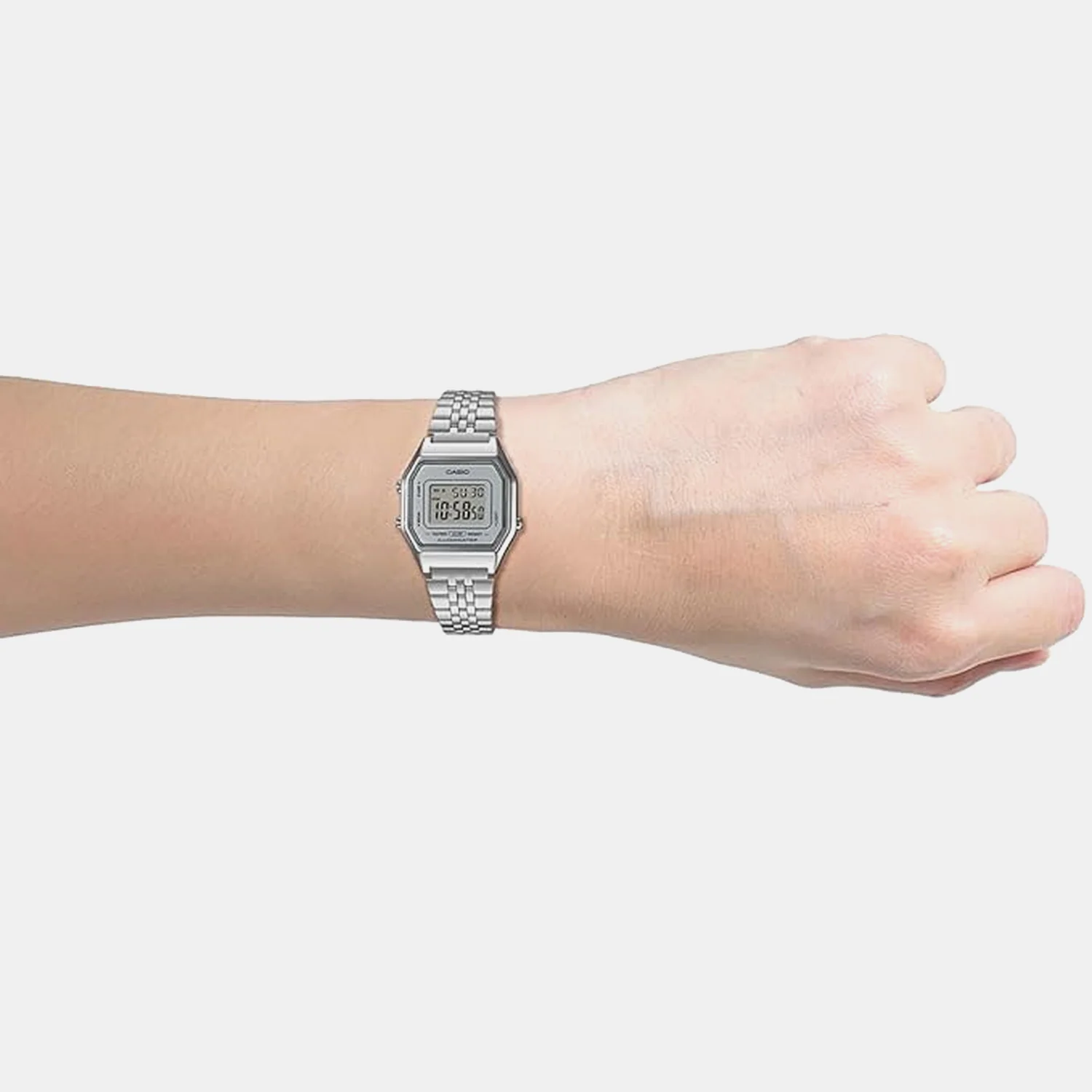 Vintage Women Quartz Grey Dial Digital Stainless Steel Watch D409 LA680WA-7DF - Image 5