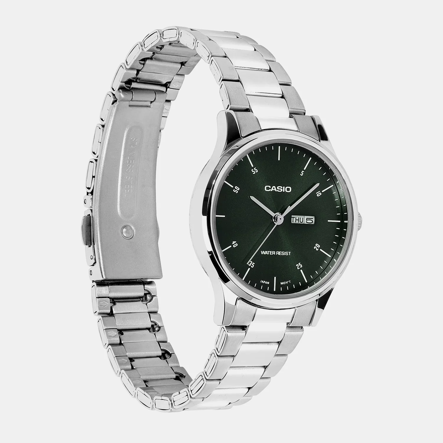 Women Quartz Green Dial Analog Stainless Steel Watch A2504 - Image 2