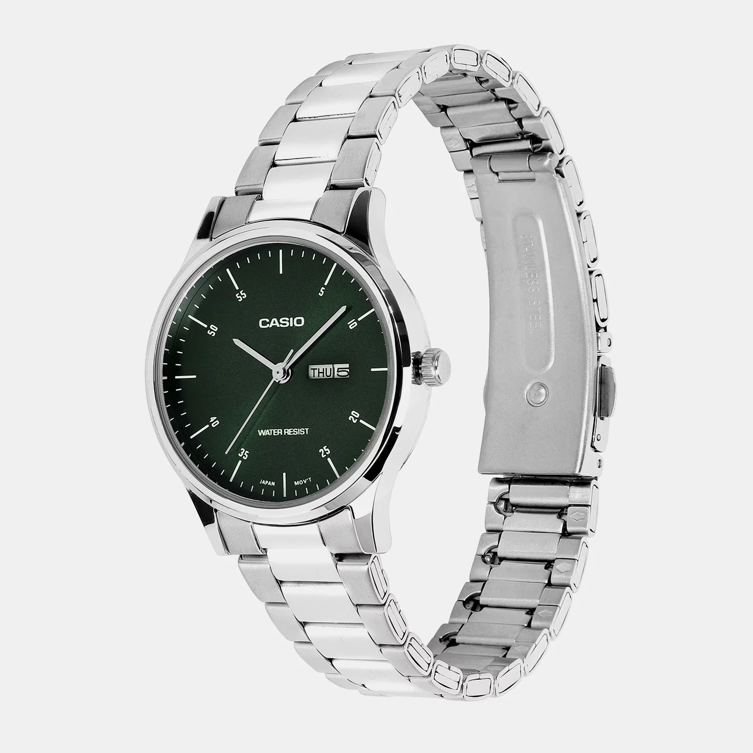 Women Quartz Green Dial Analog Stainless Steel Watch A2504 - Image 3