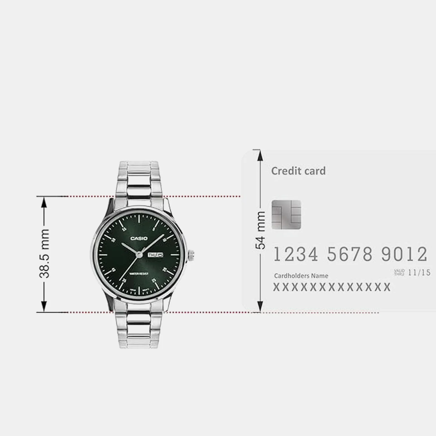 Women Quartz Green Dial Analog Stainless Steel Watch A2504 - Image 6