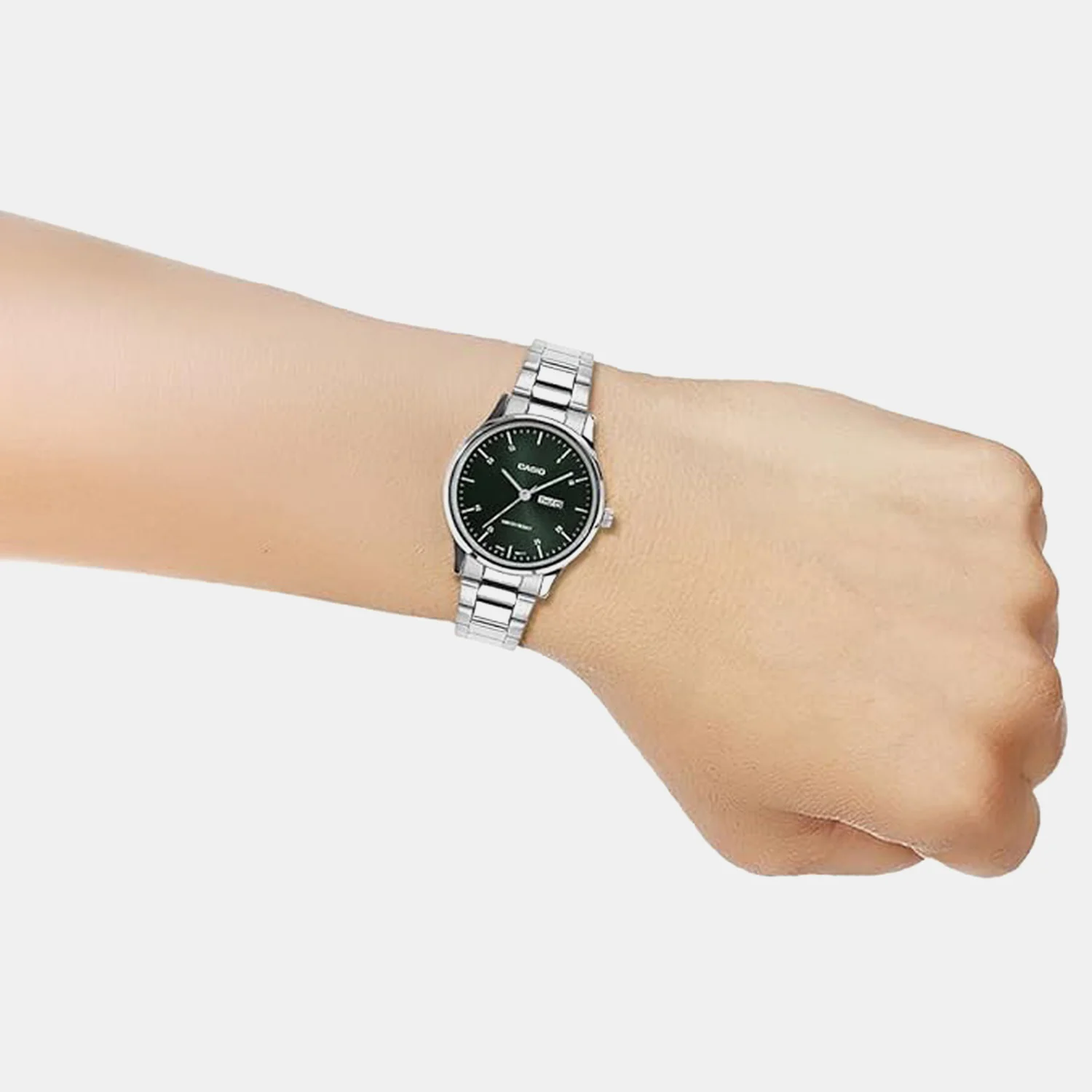 Women Quartz Green Dial Analog Stainless Steel Watch A2504 - Image 7
