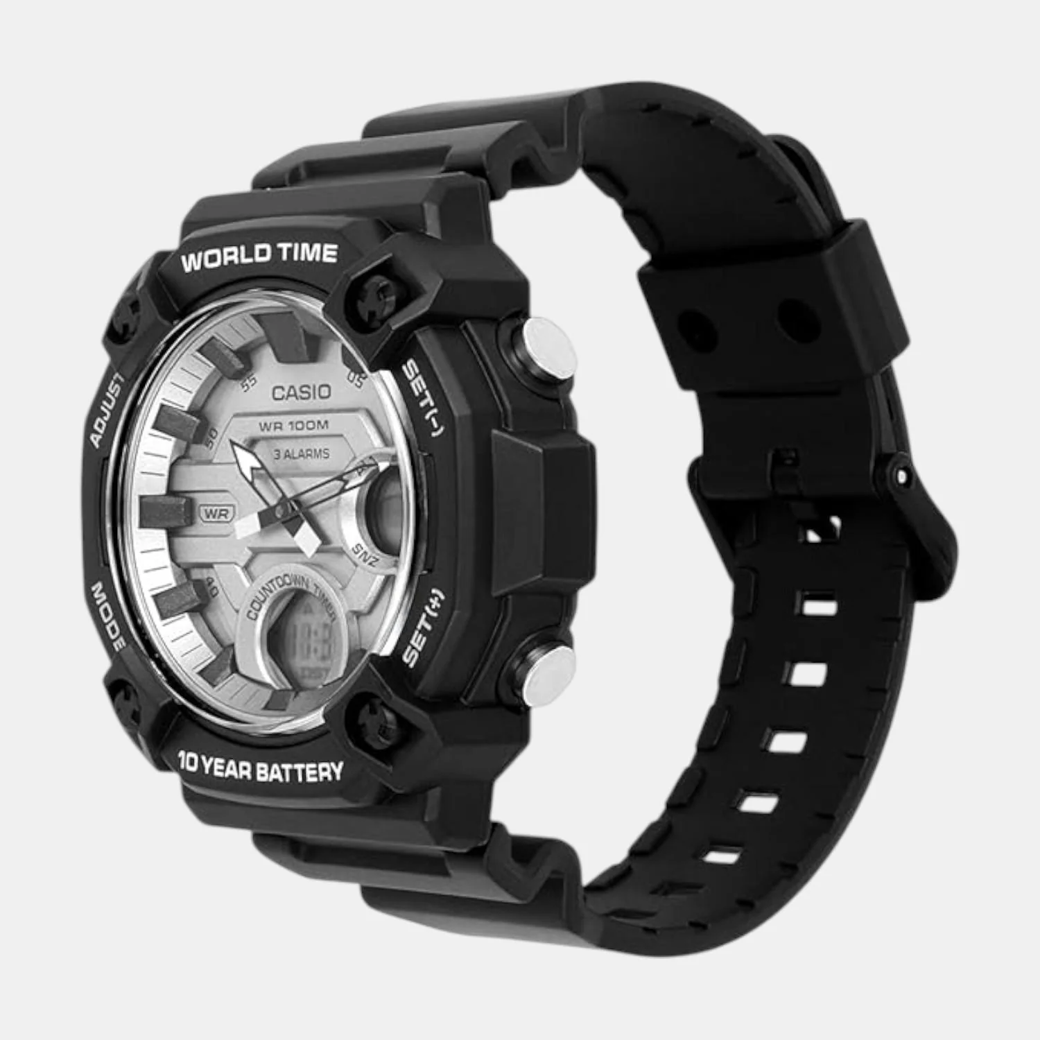 Youth Men Quartz Silver Dial Analog-Digital Resin Watch AD284 - Image 4