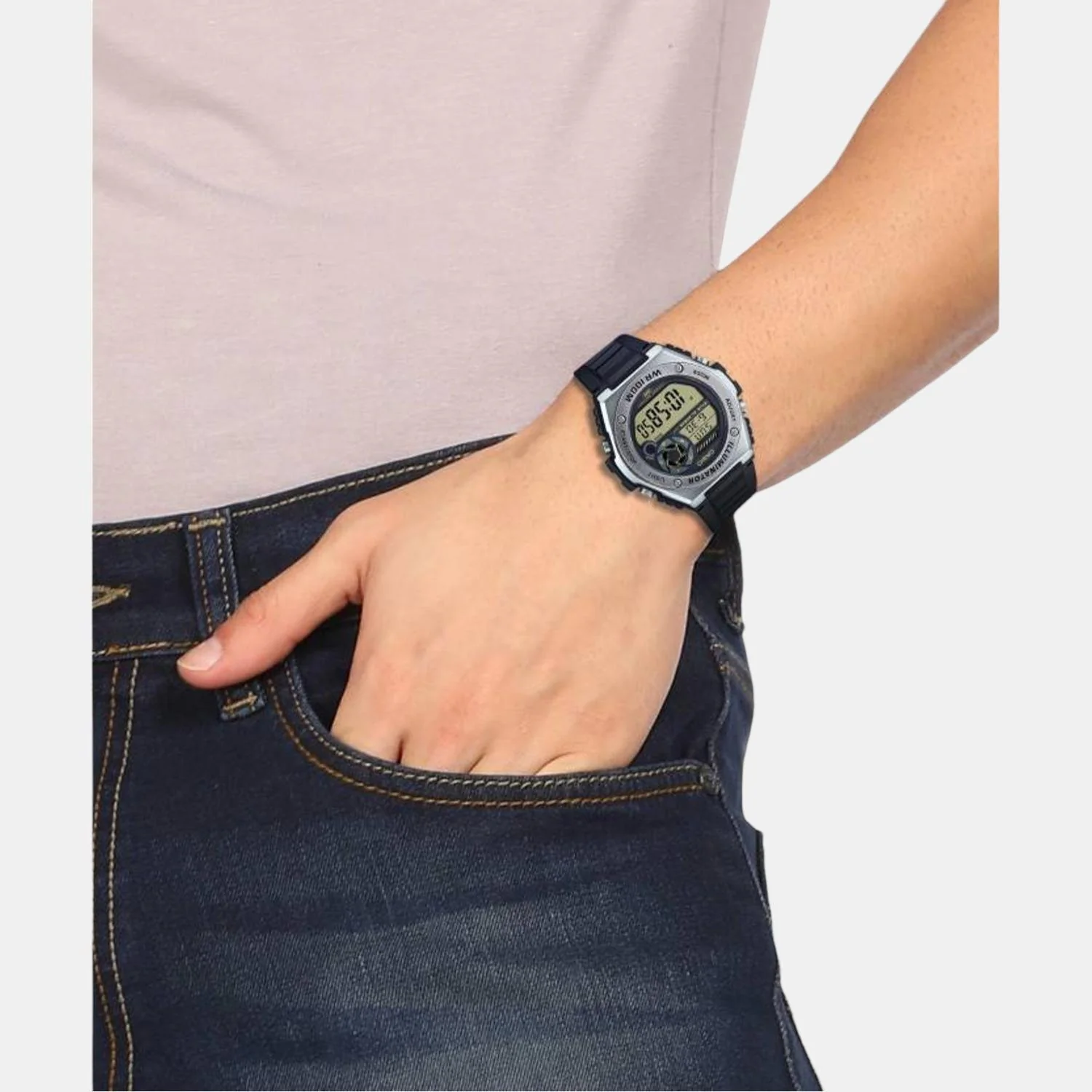 Youth Men Quartz Yellow Dial Digital Resin Watch D191 - Image 2
