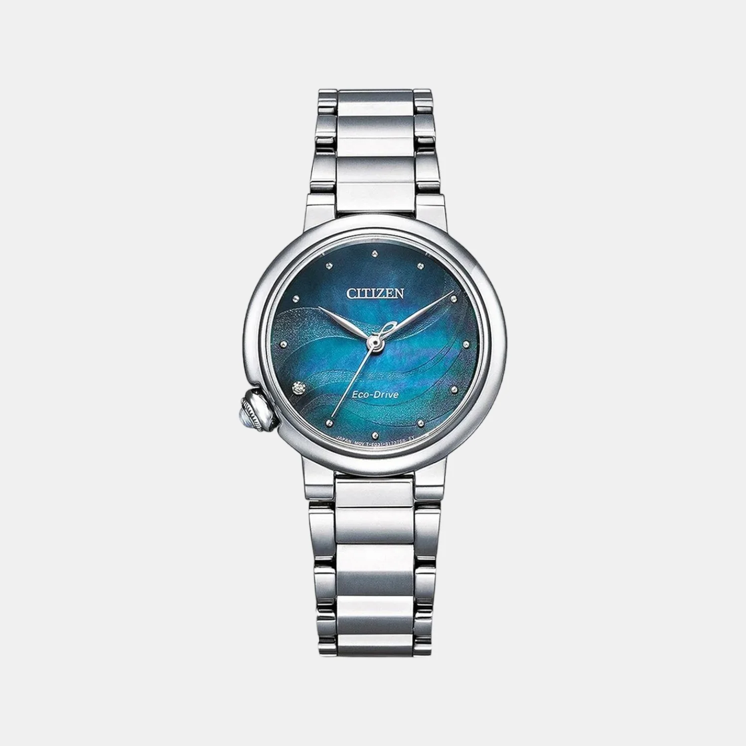 Citizen L Women Eco-Drive Two Tone Dial Analog Stainless Steel Watch EM0910-80N