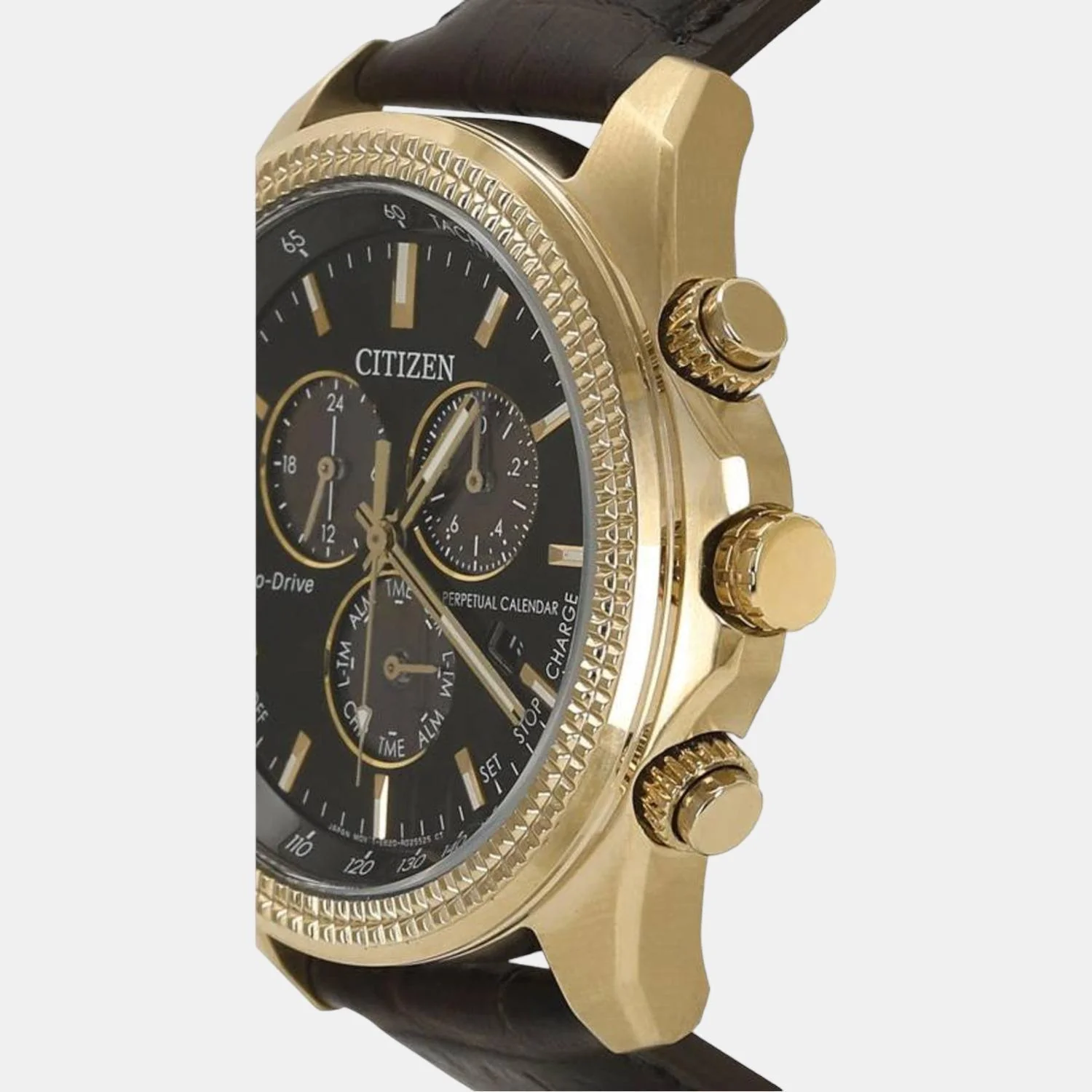Eco-Drive Men Eco-Drive Black Dial Chronograph Leather Watch BL5562-18E - Image 2