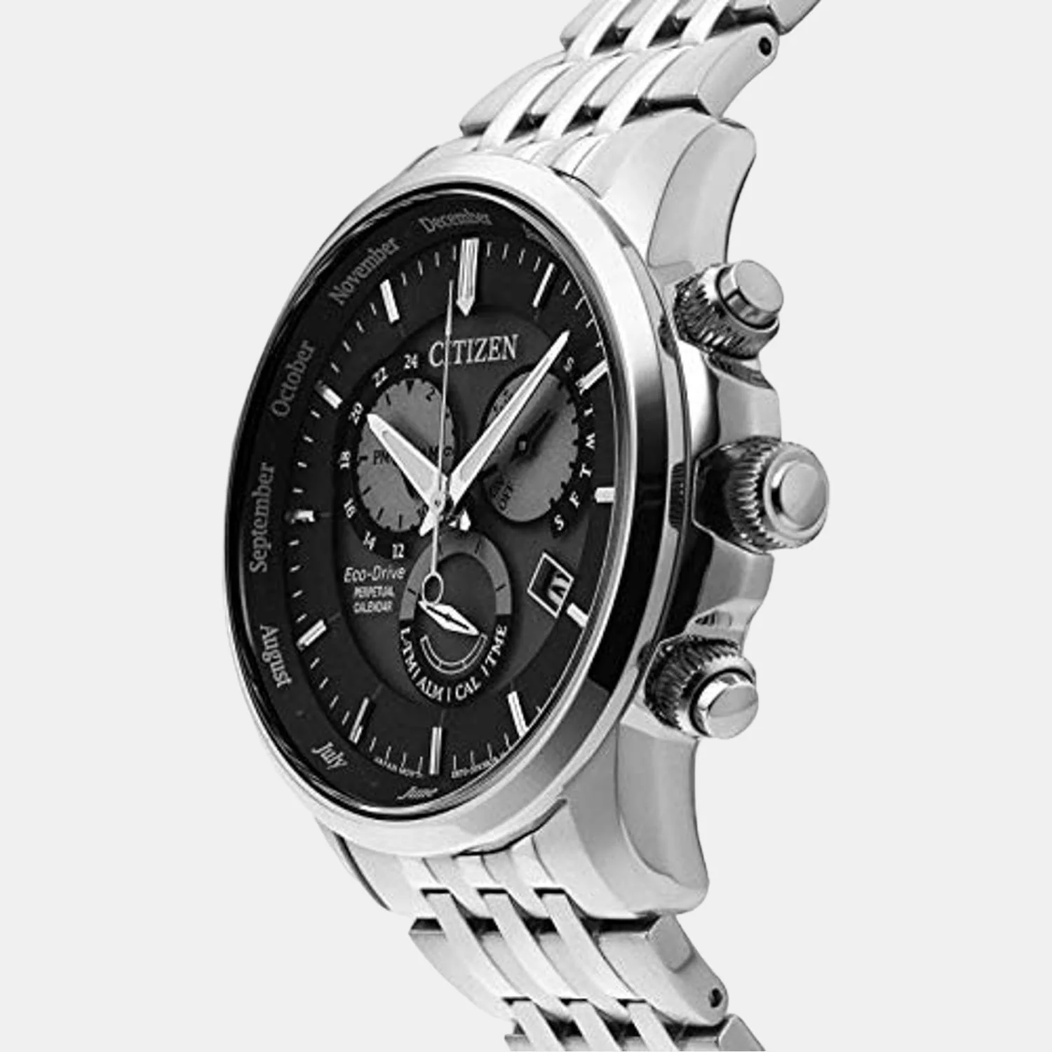 Eco-Drive Men Eco-Drive Grey Dial Chronograph Stainless Steel Watch BL8150-86H - Image 4